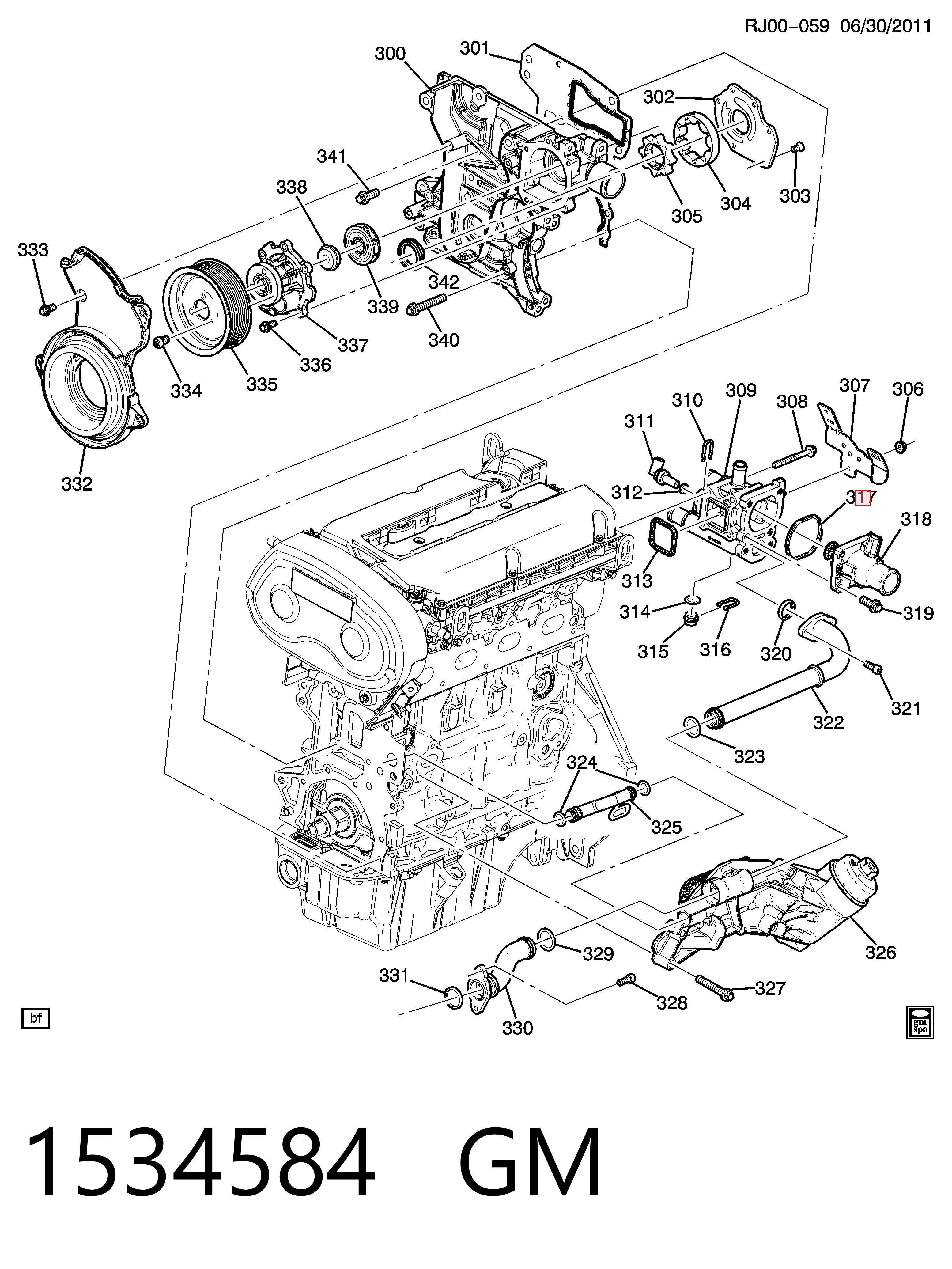 25189205 Peugeot/Citroen Прокладка термостата