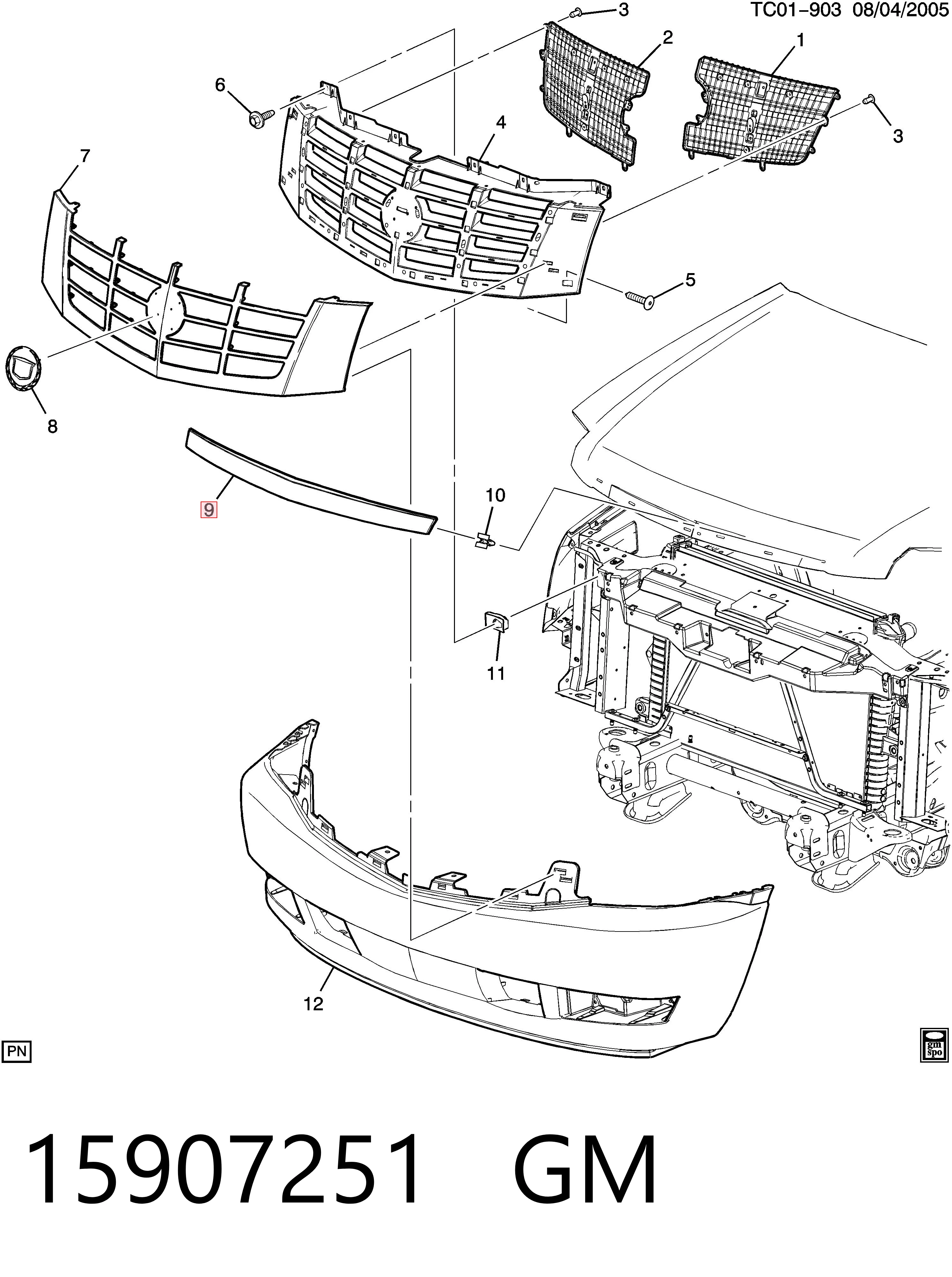15907251 General Motors Накладка капота декоративна
