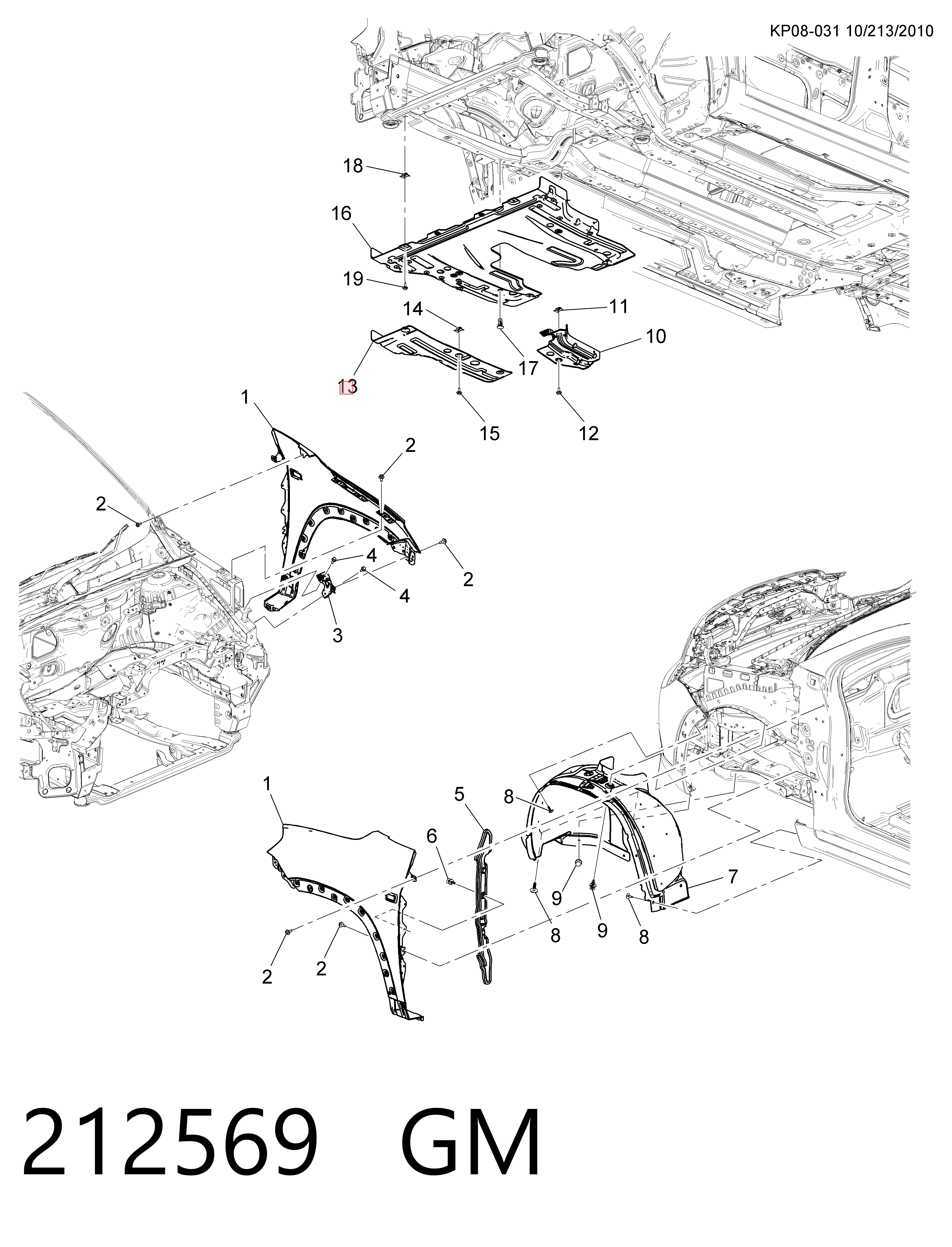 212569 General Motors Захист двигуна, правий