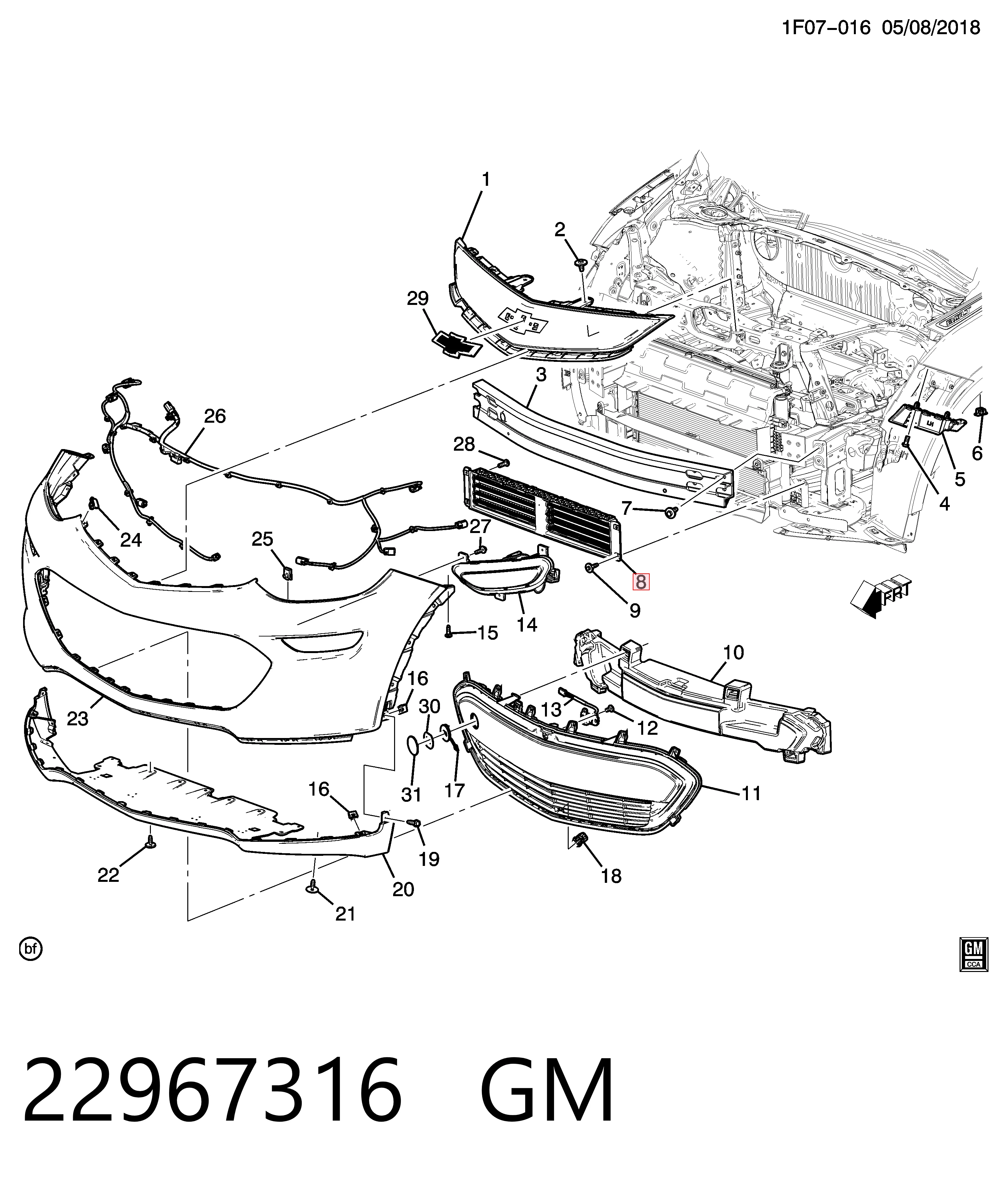 22967316 General Motors Жалюзі радіатора охолодження