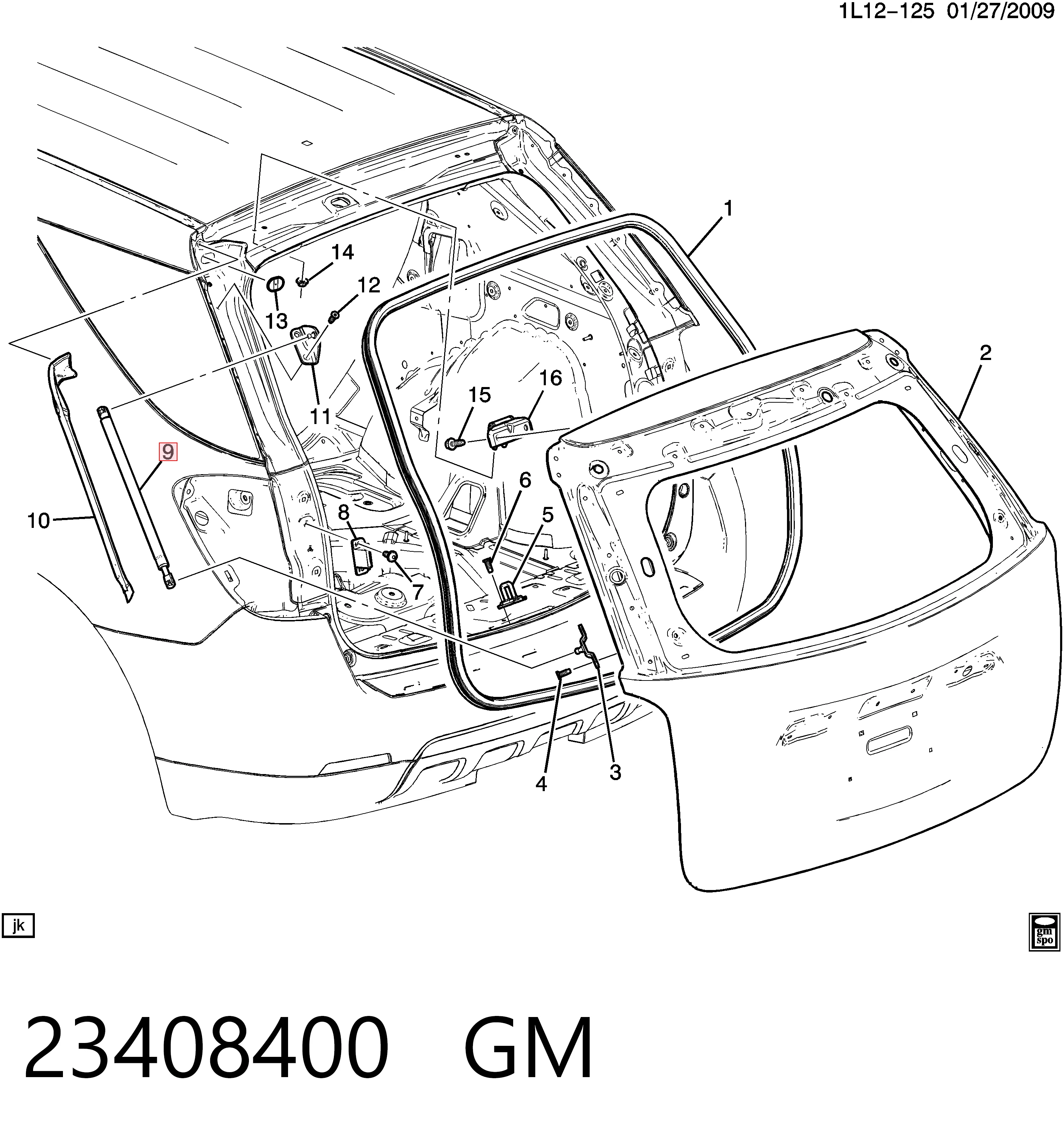 23408400 General Motors Амортизатор кришки багажника / двері 3/5-ї задньої