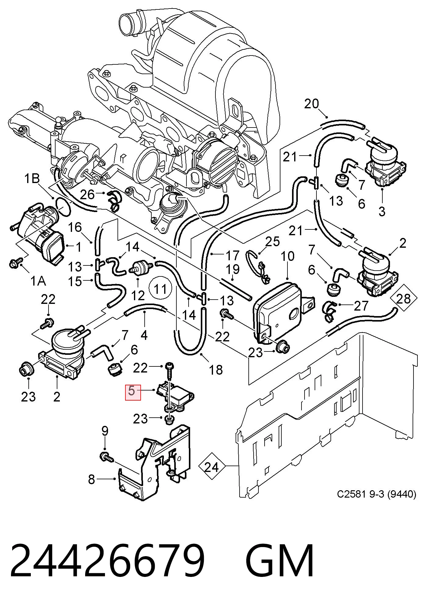 24426679 Peugeot/Citroen Датчик тиску наддуву турбіни