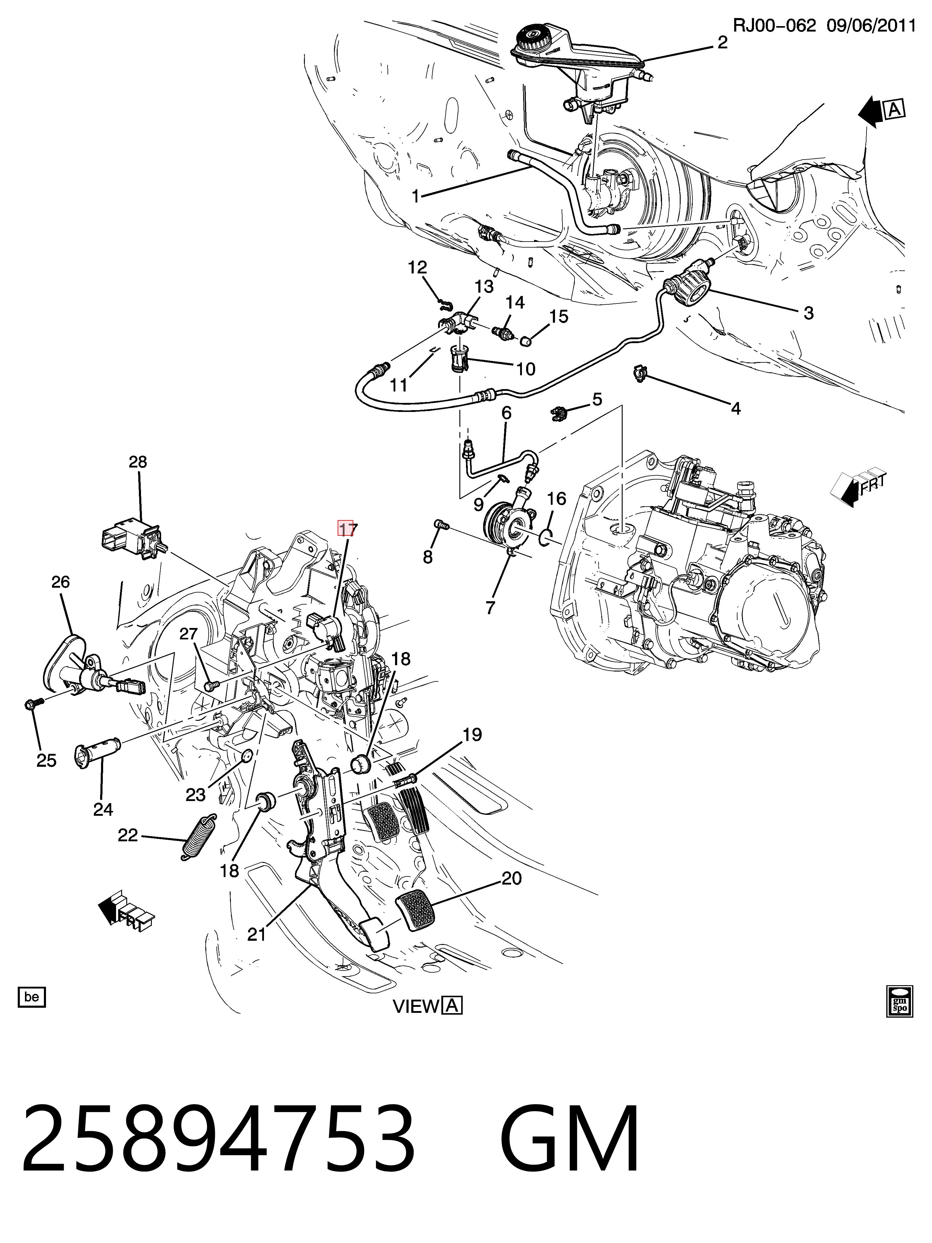 Датчик положення педалі зчеплення 1239092 General Motors