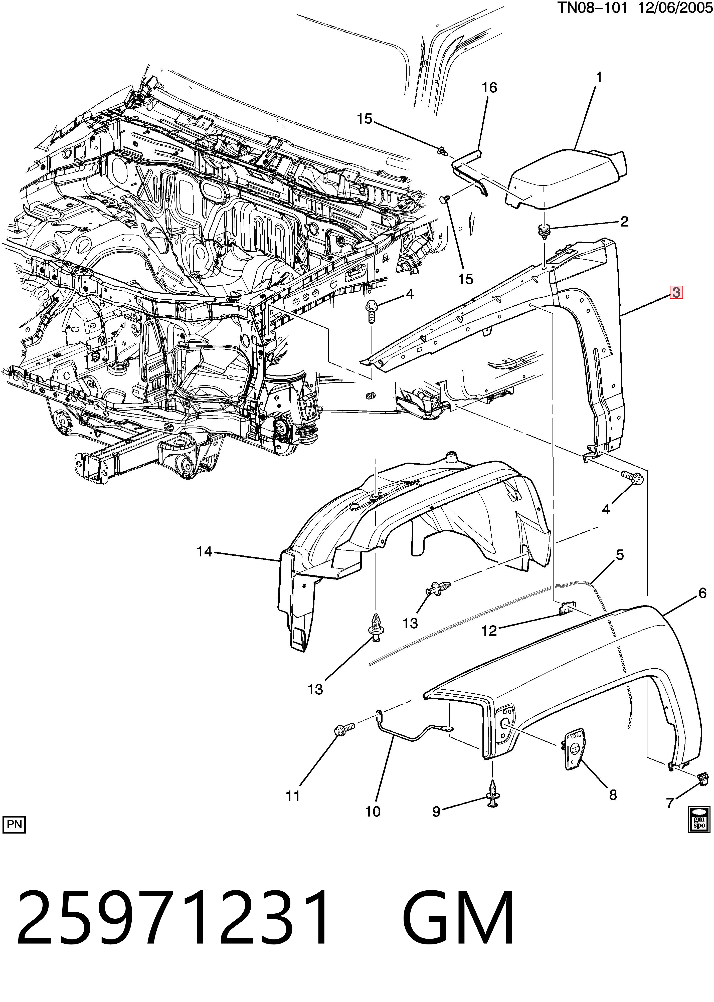 25971231 General Motors Бічна частина задні праві