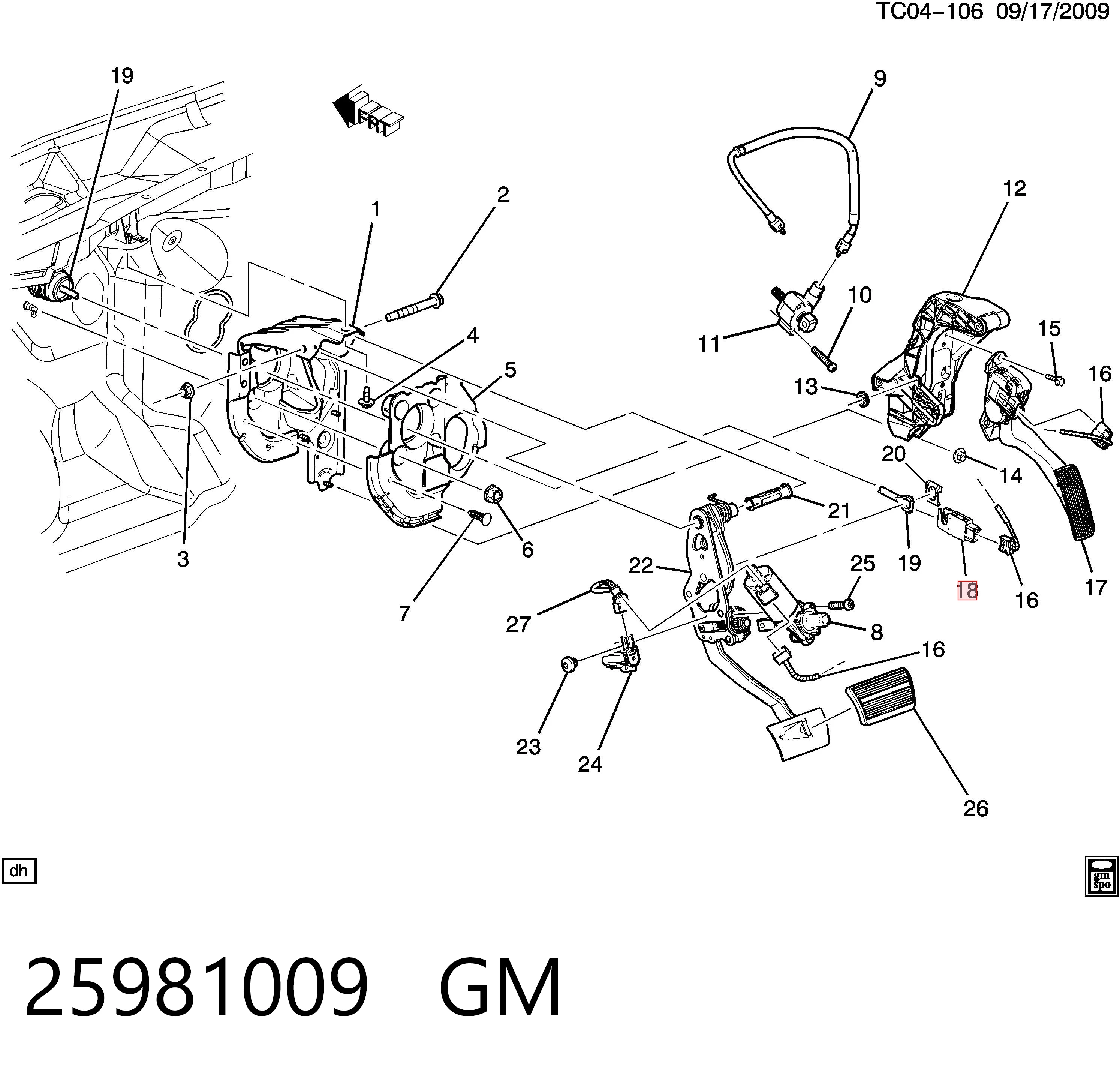 25981009 General Motors Лягушка стоп-сигналу
