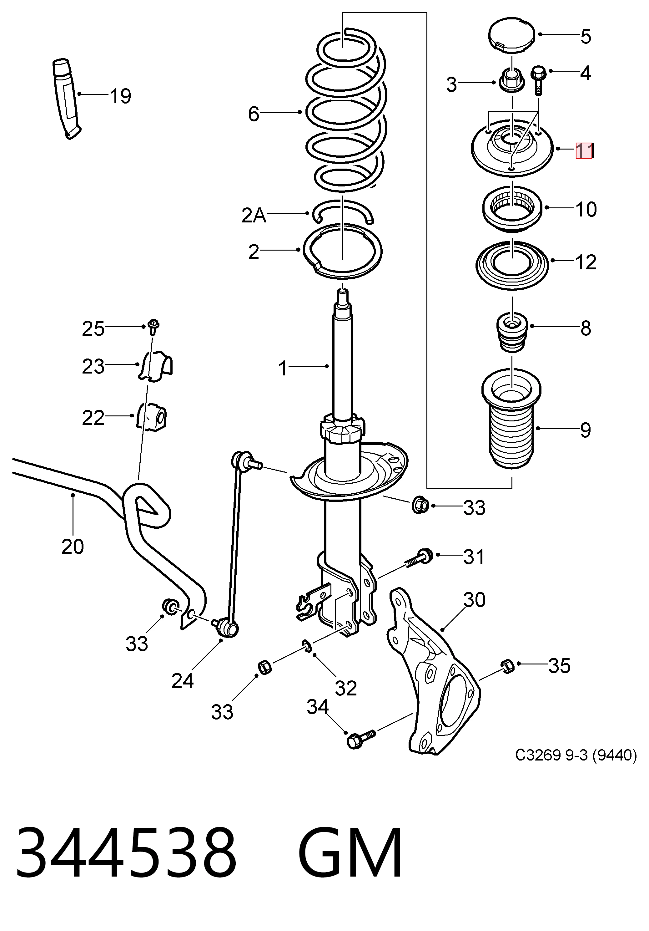 13188764 Peugeot/Citroen Кріплення переднього амортизатора