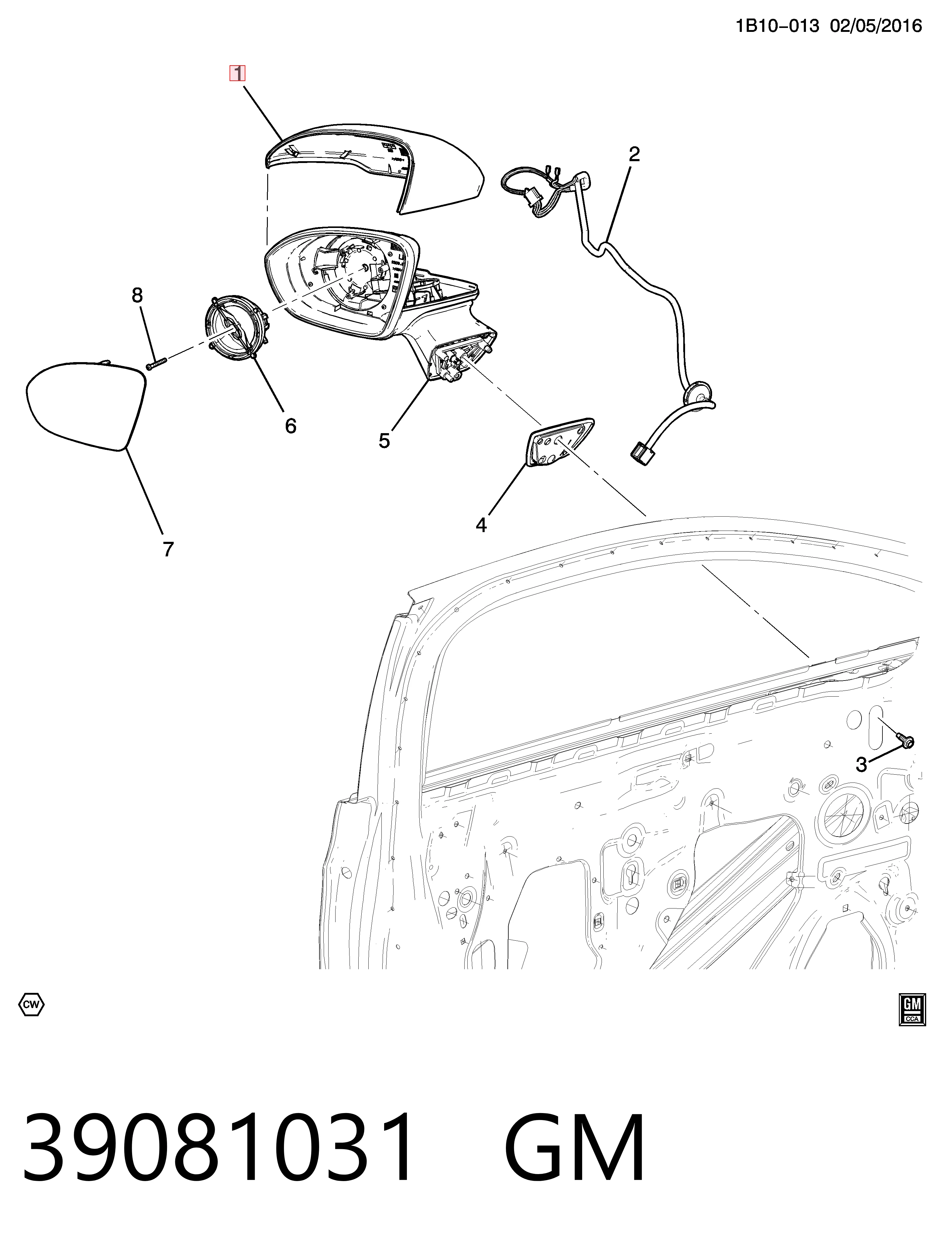 Купити 39147621 Opel Накладка/кришка дзеркала заднього виду, ліва