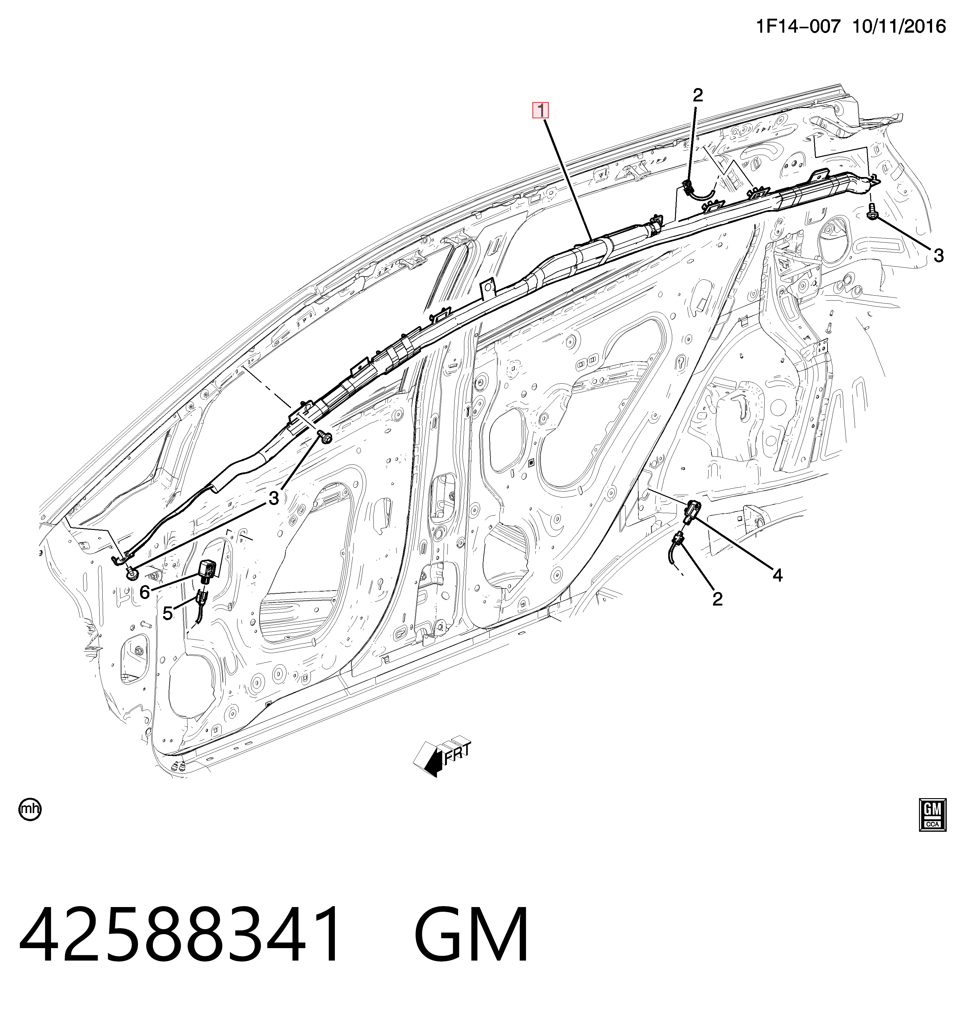 42588341 Opel Подушка безпеки, шторка бічна, права, AIRBAG