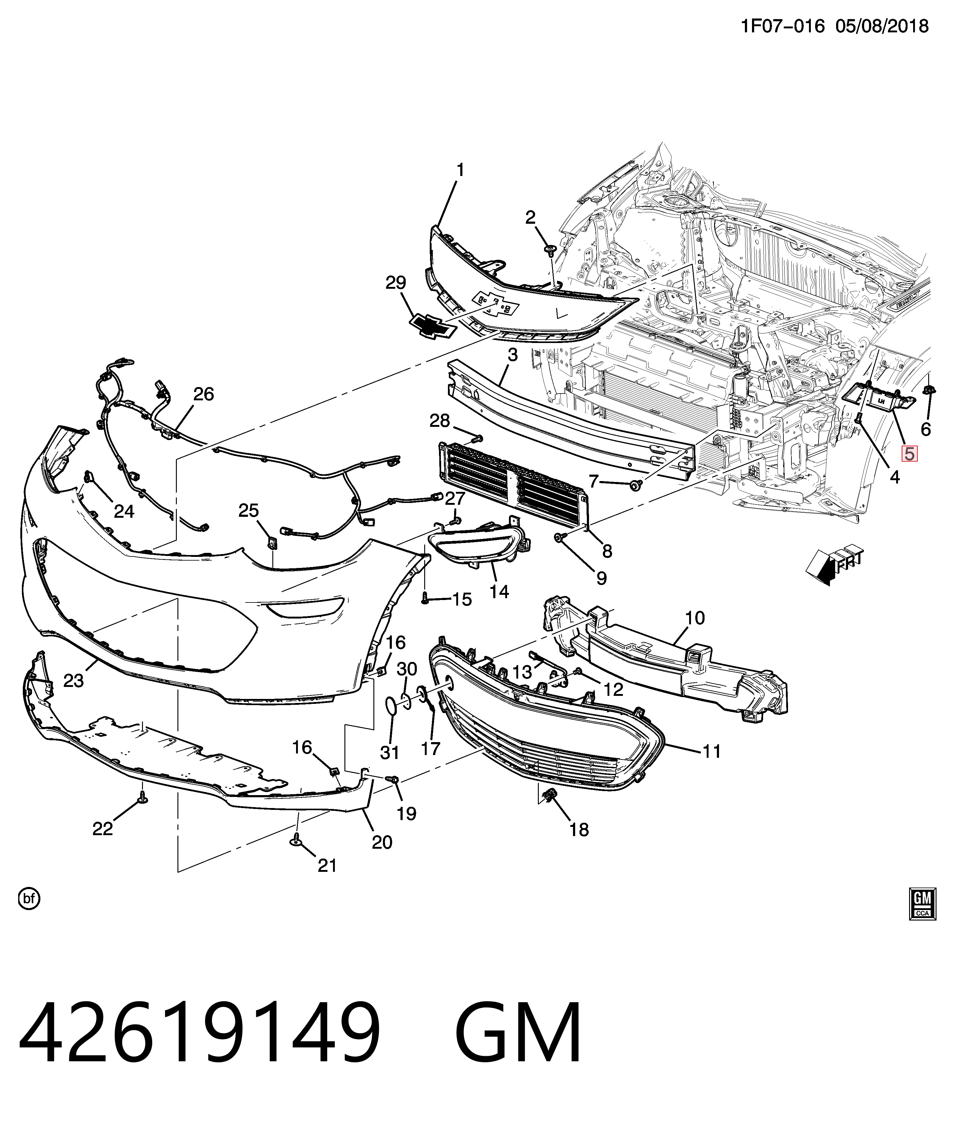 42696893 Peugeot/Citroen Кронштейн бампера переднього, правий