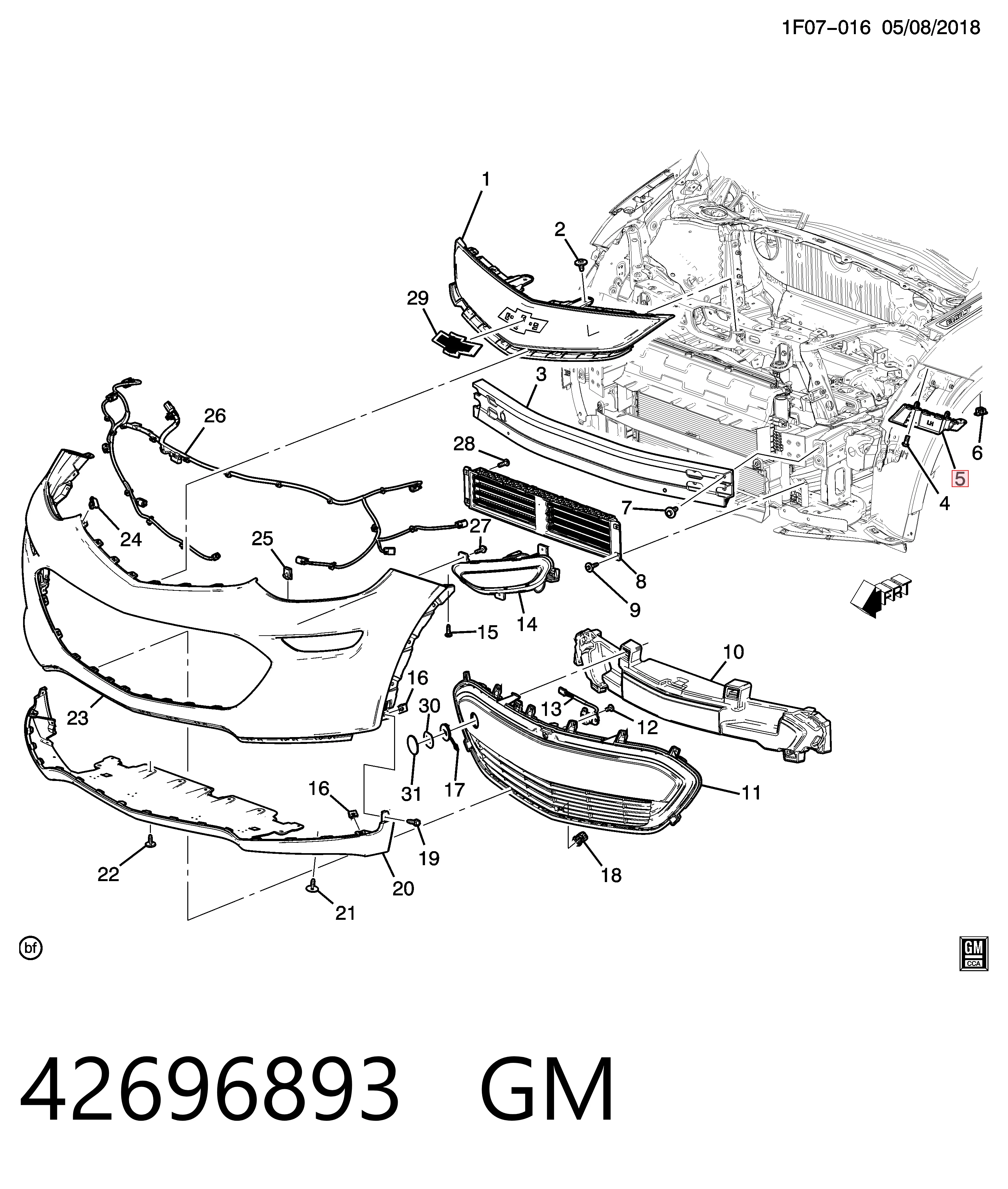 Праве кріплення переднього бампера Peugeot/Citroen 42696893 ціна, від 31.67 USD