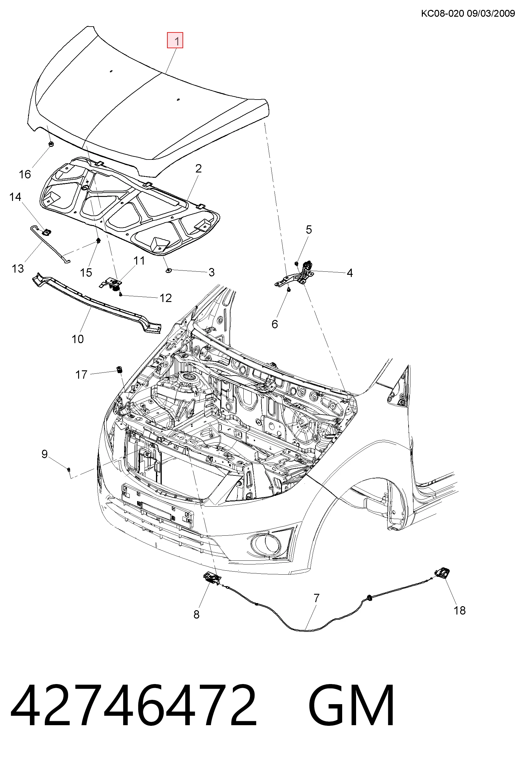 42746472 Opel Капот