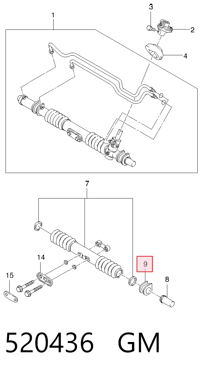 95710893 Opel Втулка кріплення рульової рейки, ліва