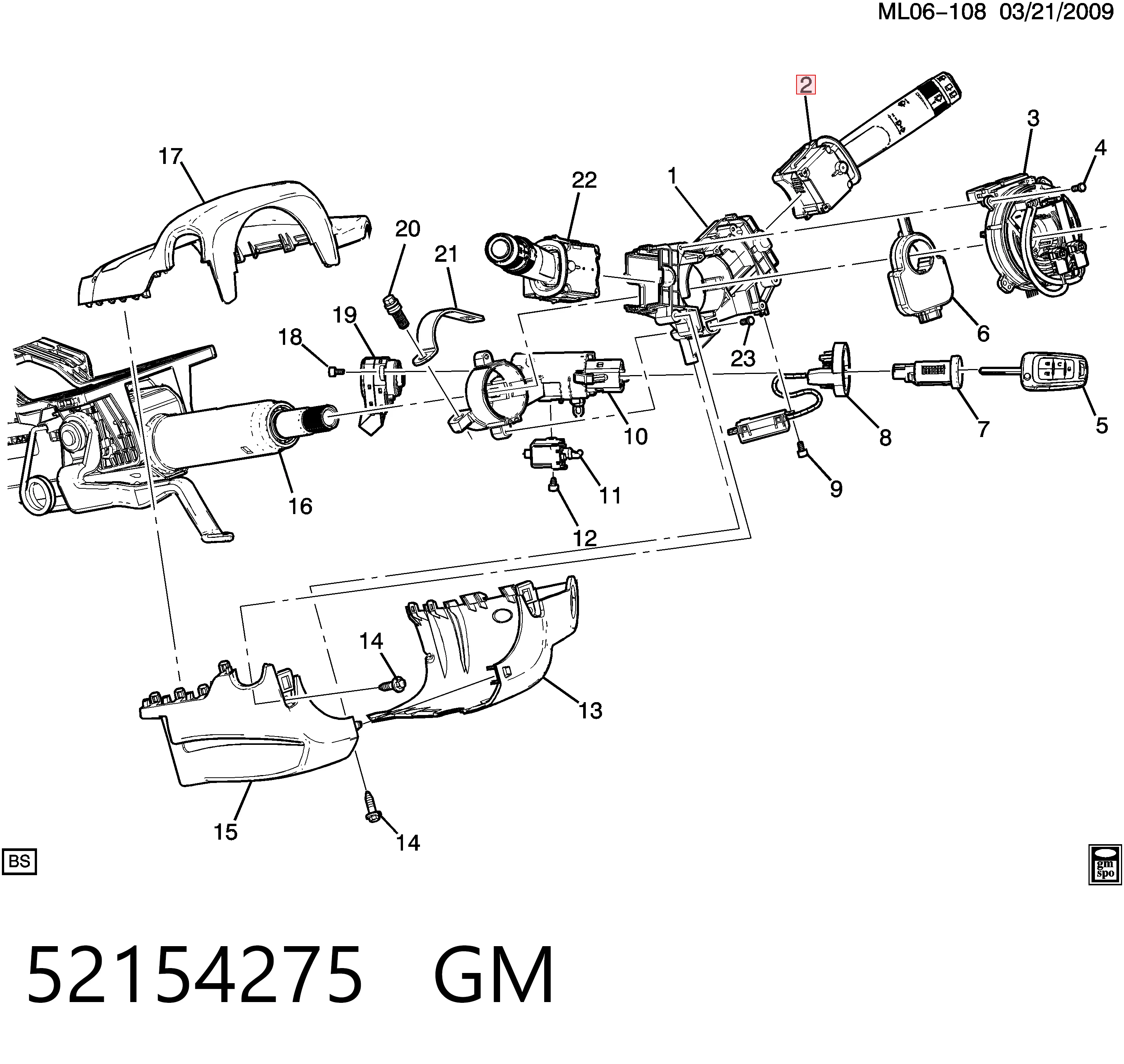 52154275 General Motors Перемикач підрульовий, правий