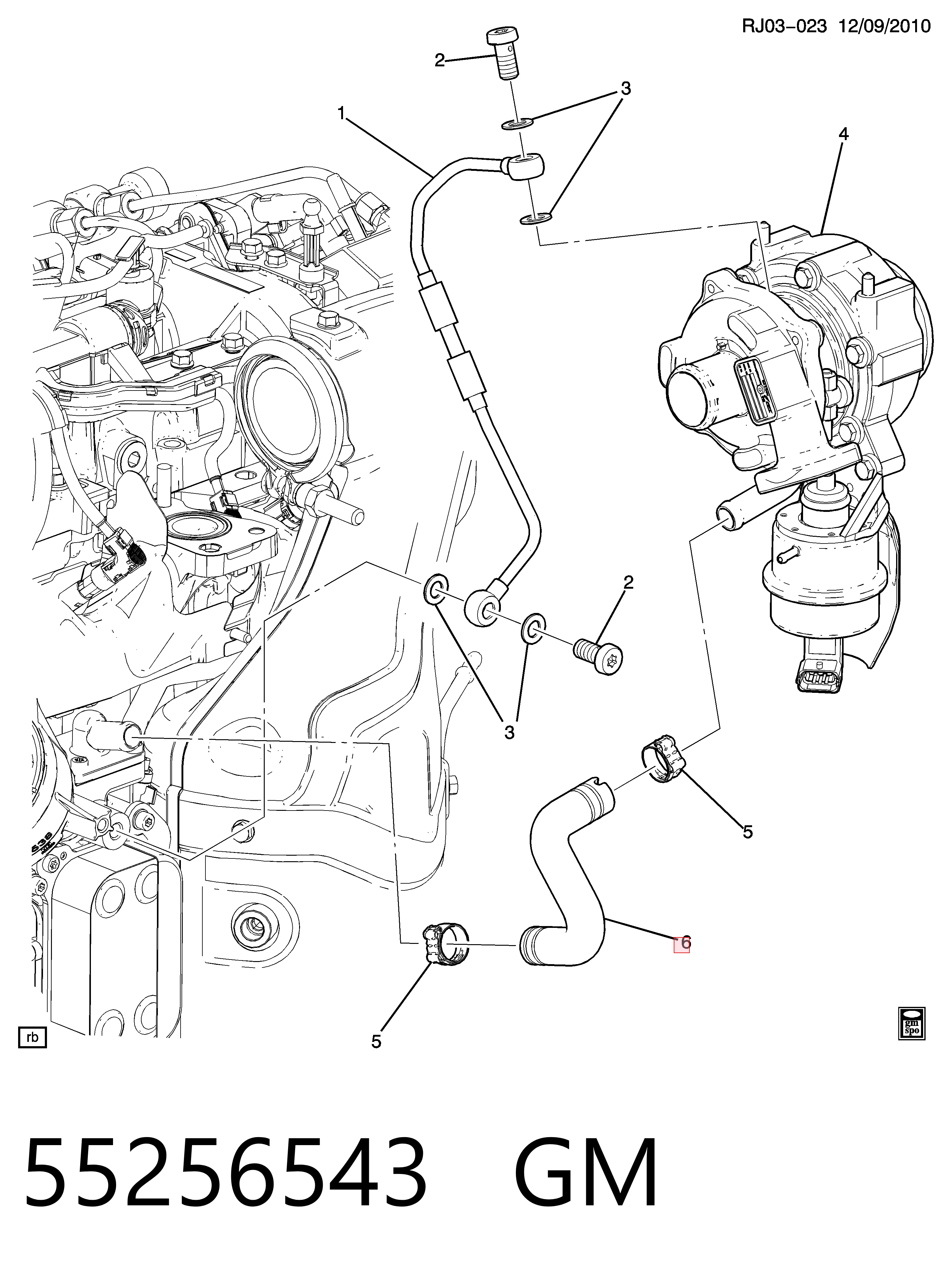 55256543 Fiat/Alfa/Lancia Трубка/шланг подачі масла до турбіни