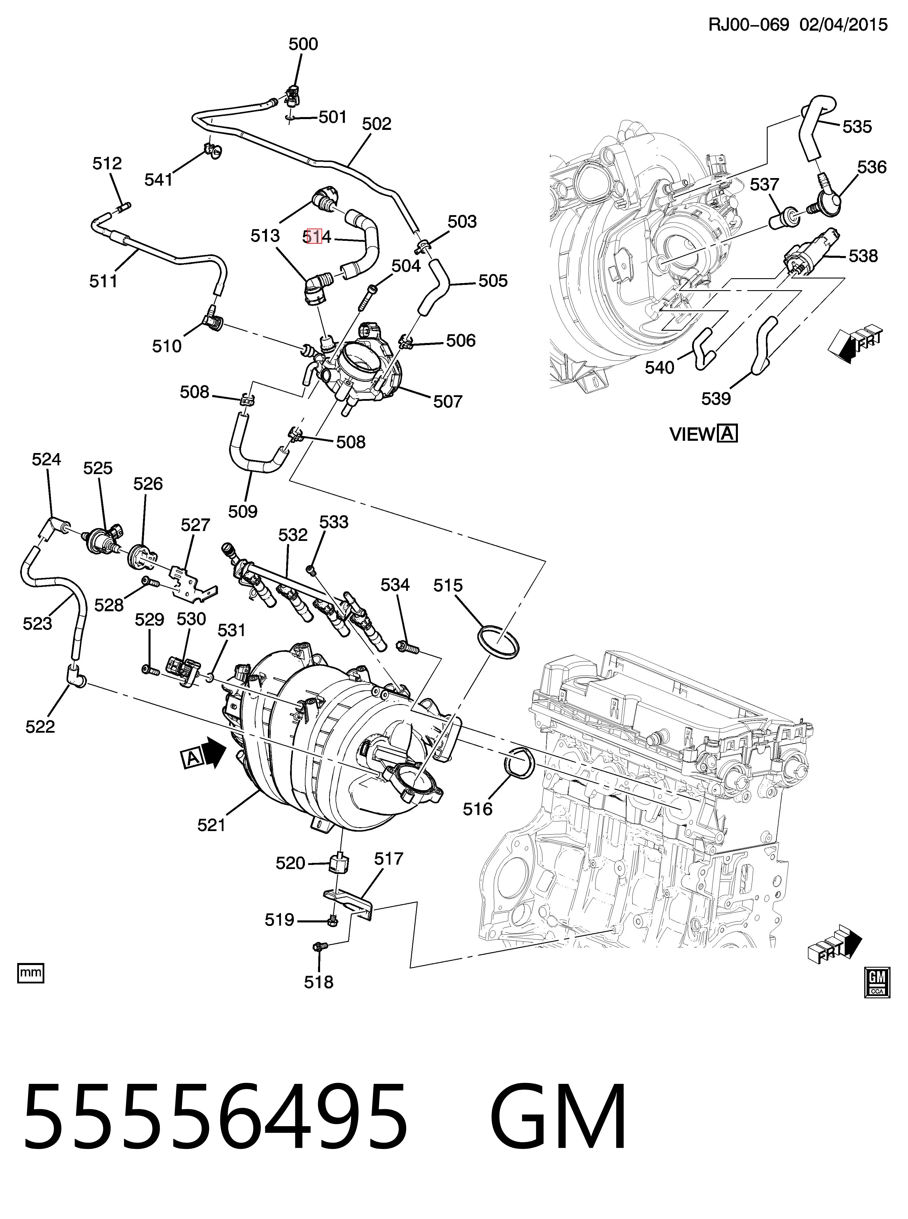 55556495 Peugeot/Citroen Шланг повітряний вентиляції картера