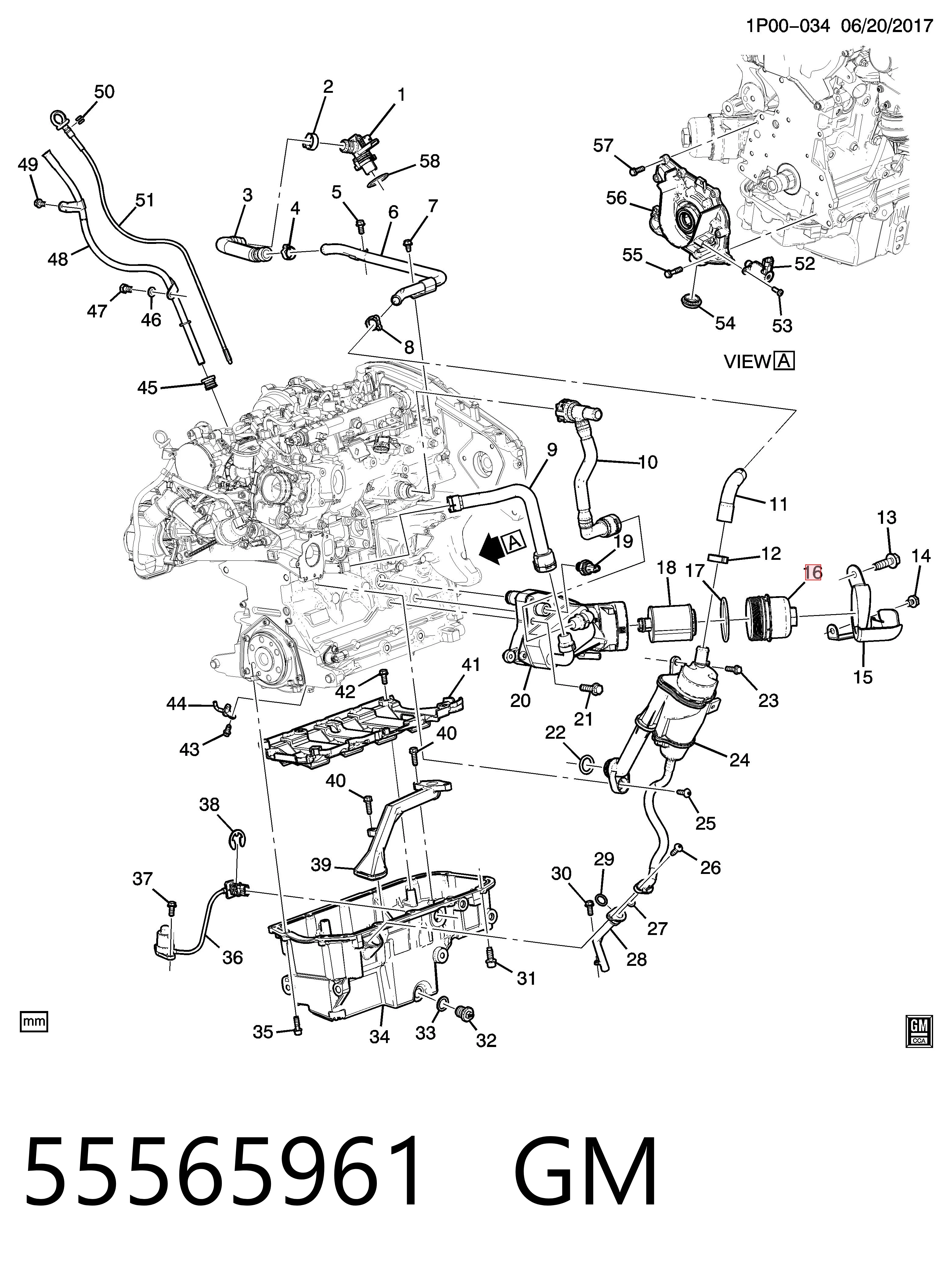 55565961 General Motors Кришка масляного фільтра