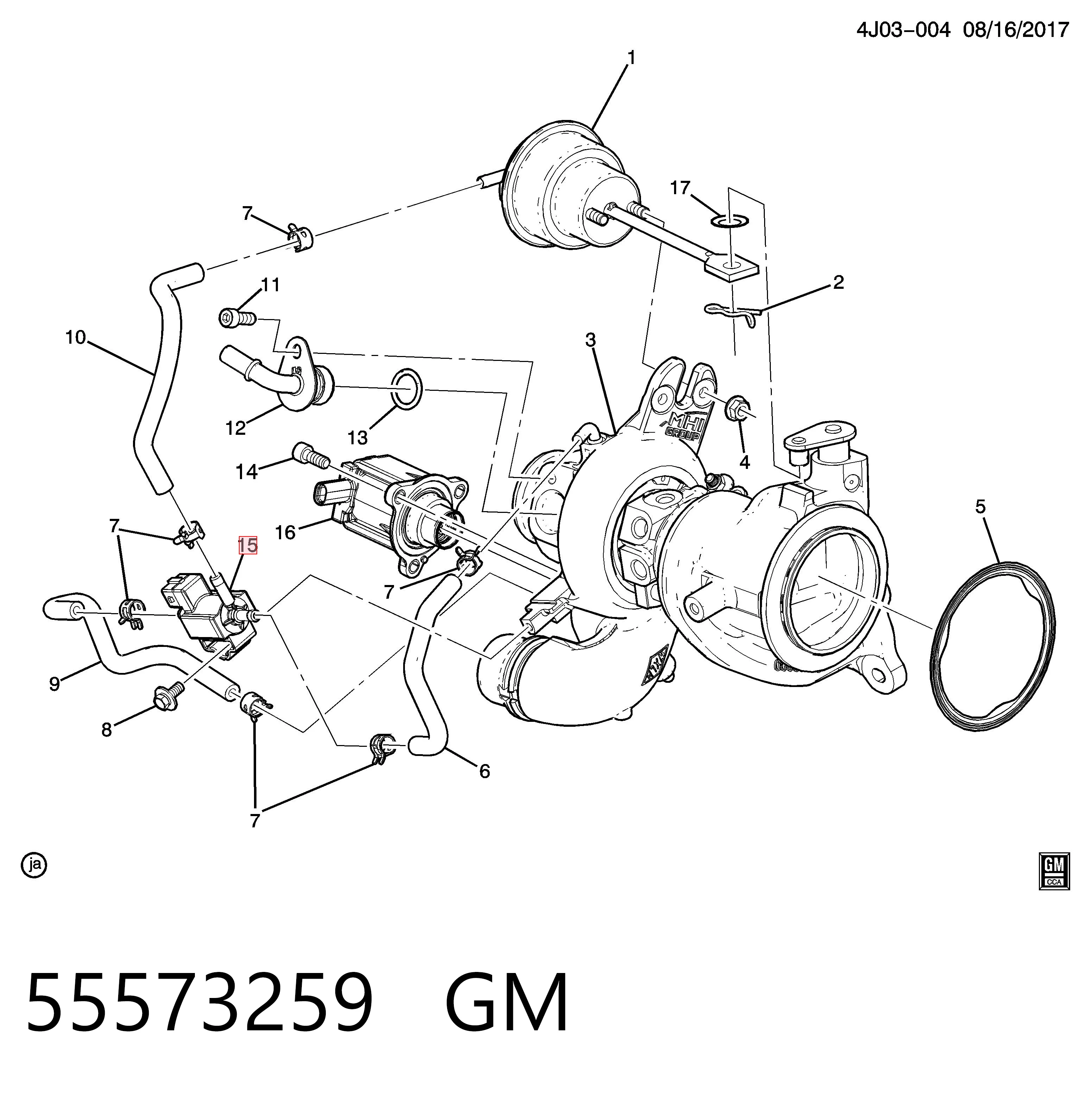 Купити 55573259 Peugeot/Citroen Клапан перетворювач тиску наддуву (соленоїд)
