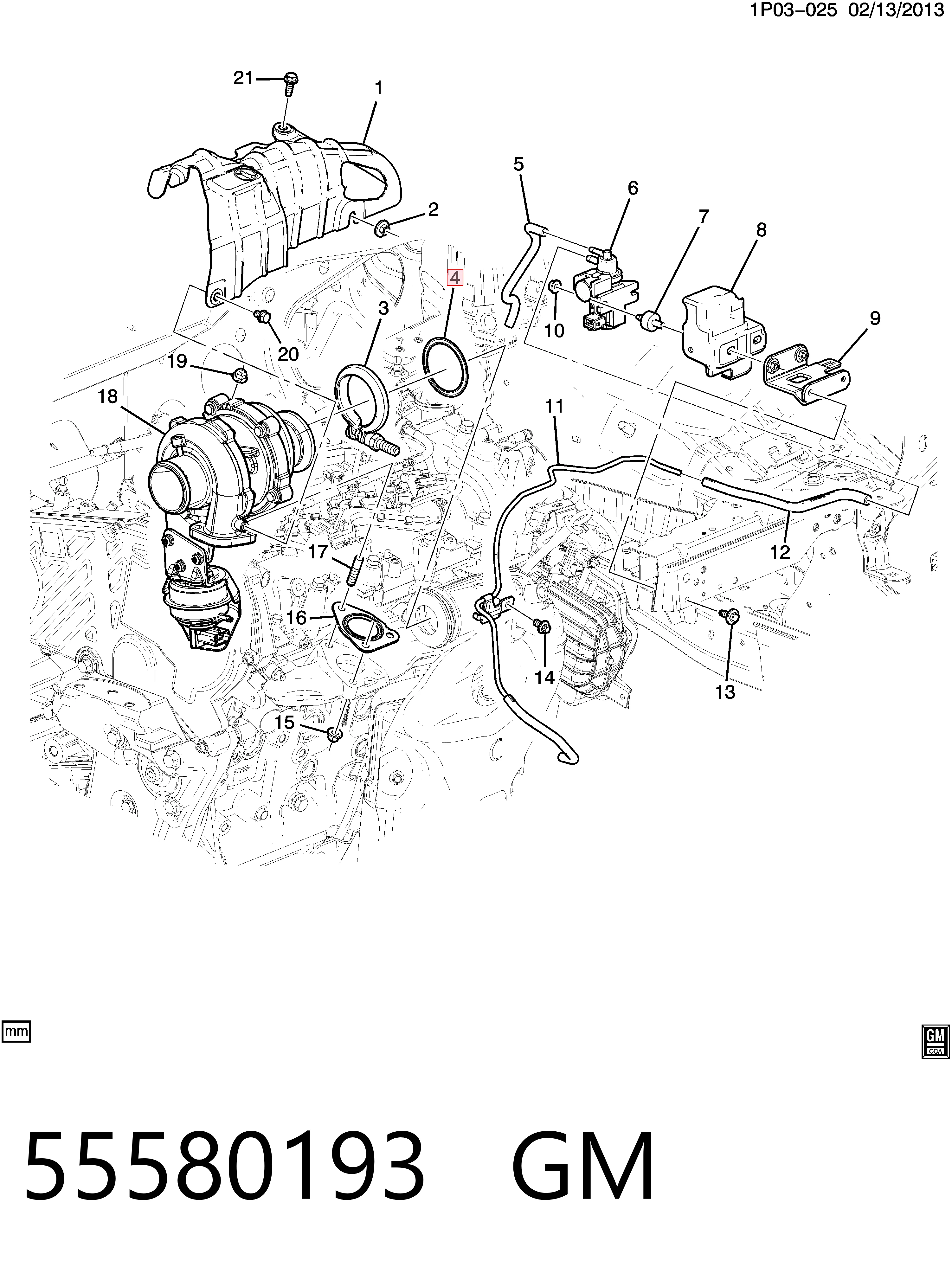 55580193 General Motors Прокладка каталізатора передня