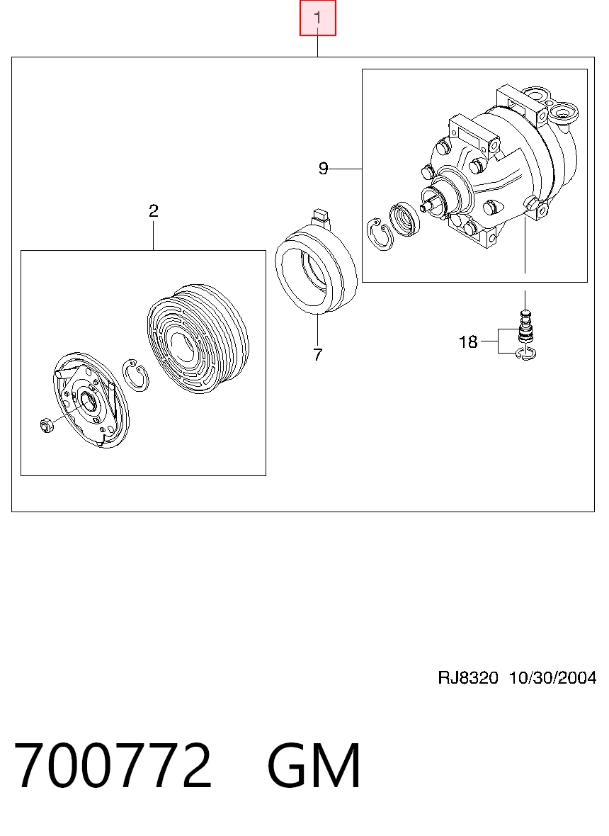 700772 General Motors Компресор холодоагенту