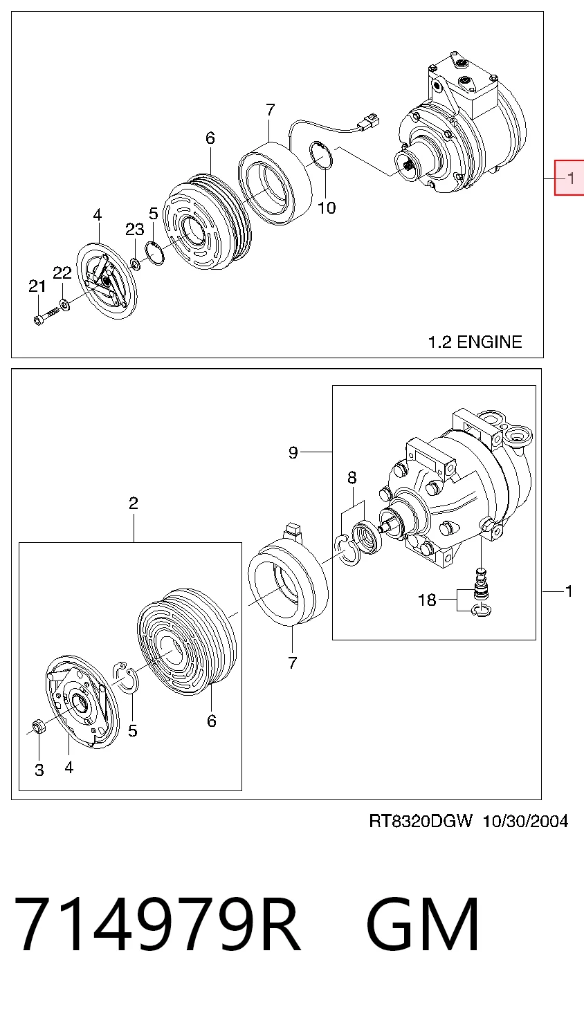Компресор холодоагенту на Chevrolet Aveo II T250, T255