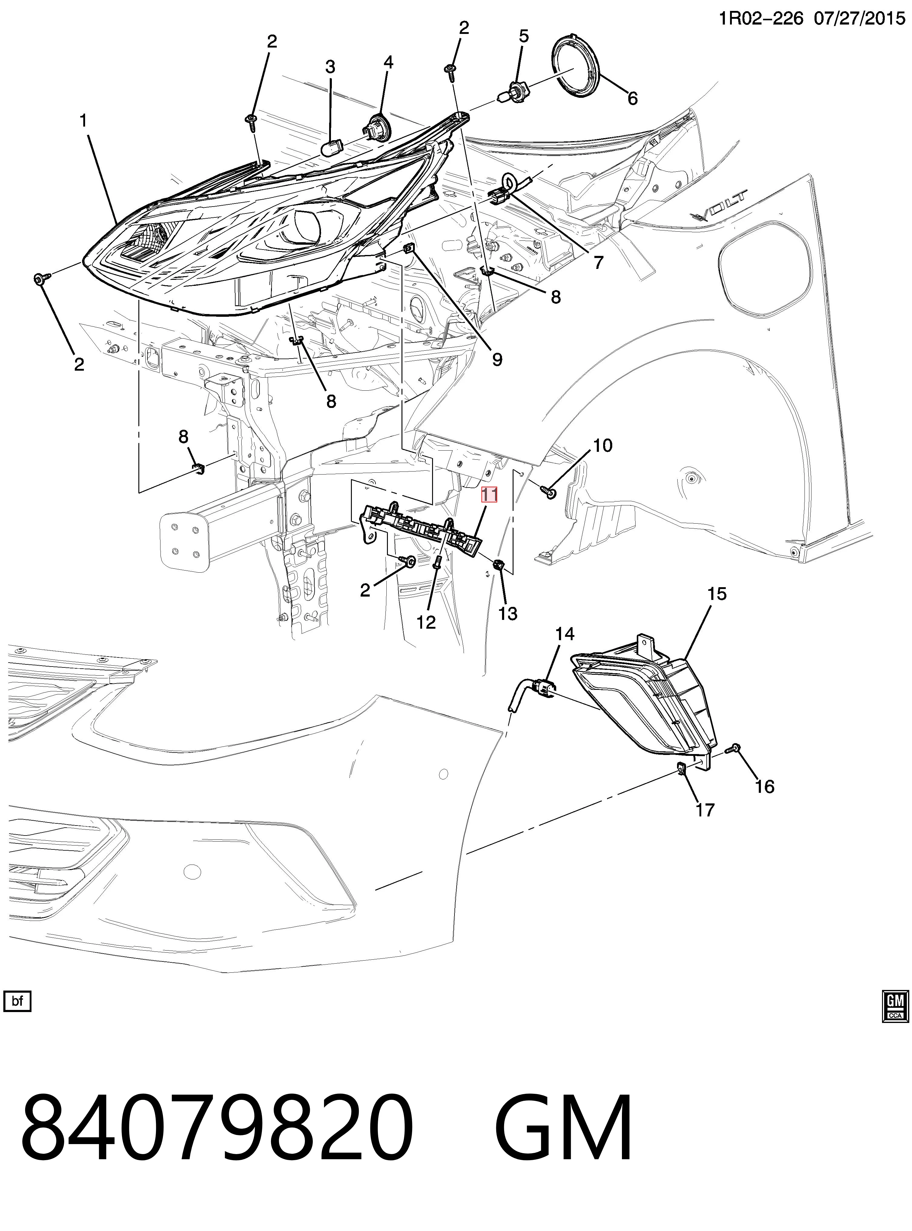 84079820 General Motors Лівий кронштейн переднього бампера