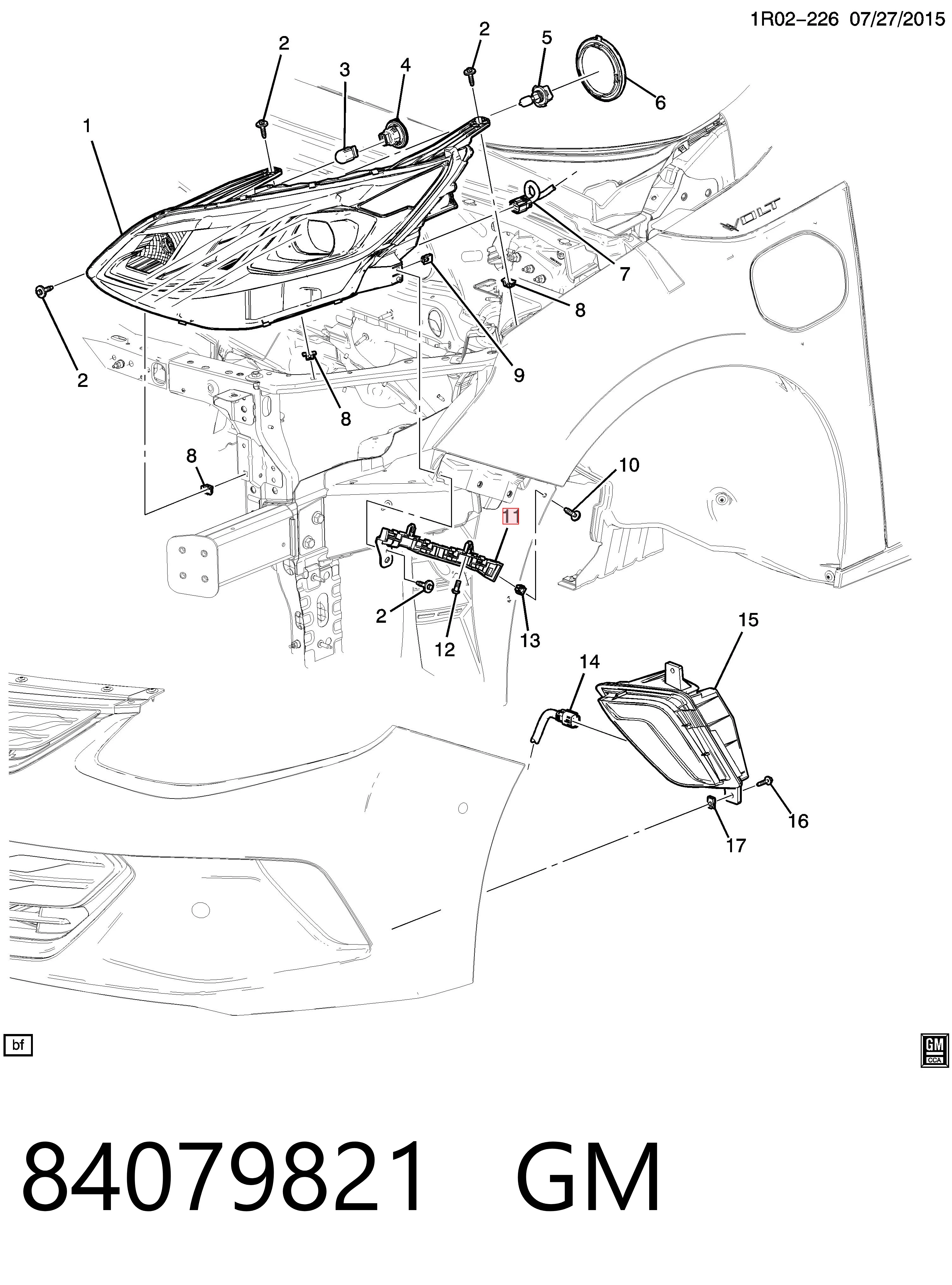 84079821 General Motors Праве кріплення переднього бампера