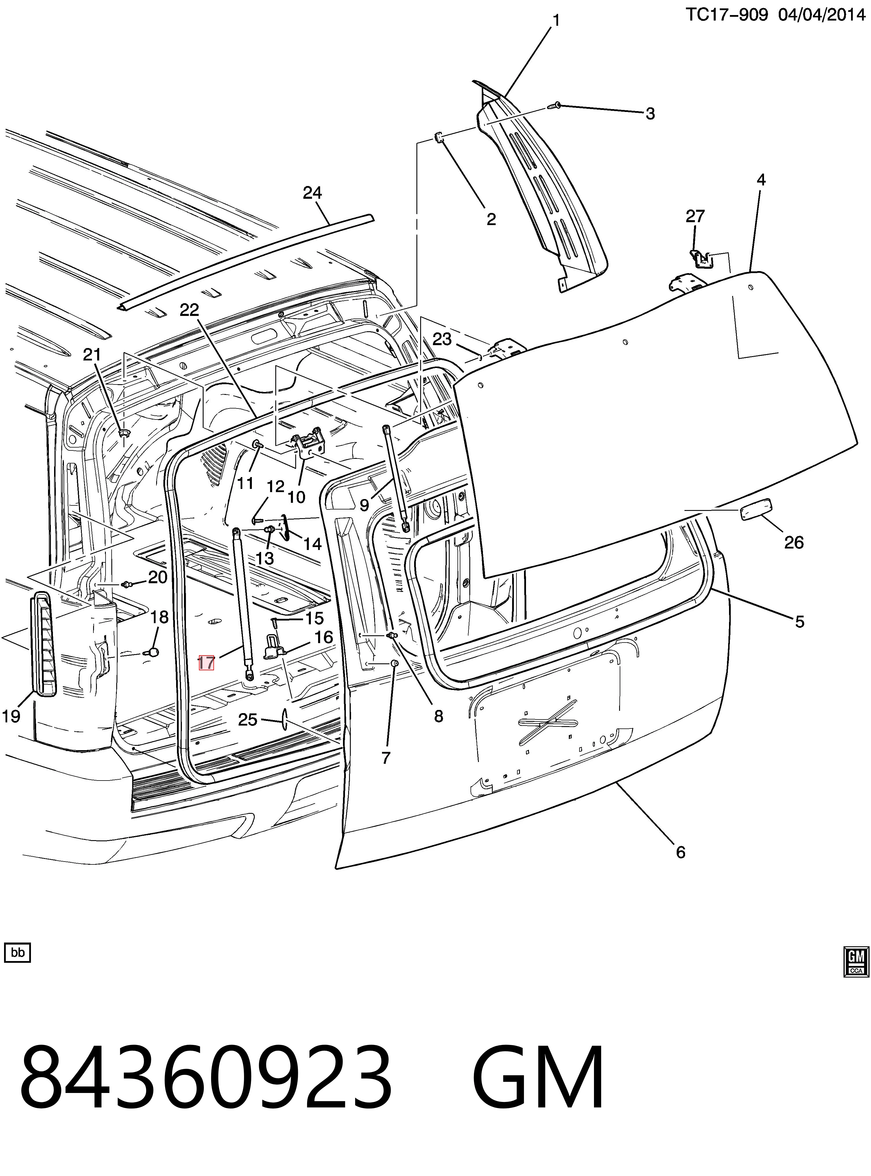 84360923 Opel Амортизатор кришки багажника / двері 3/5-ї задньої