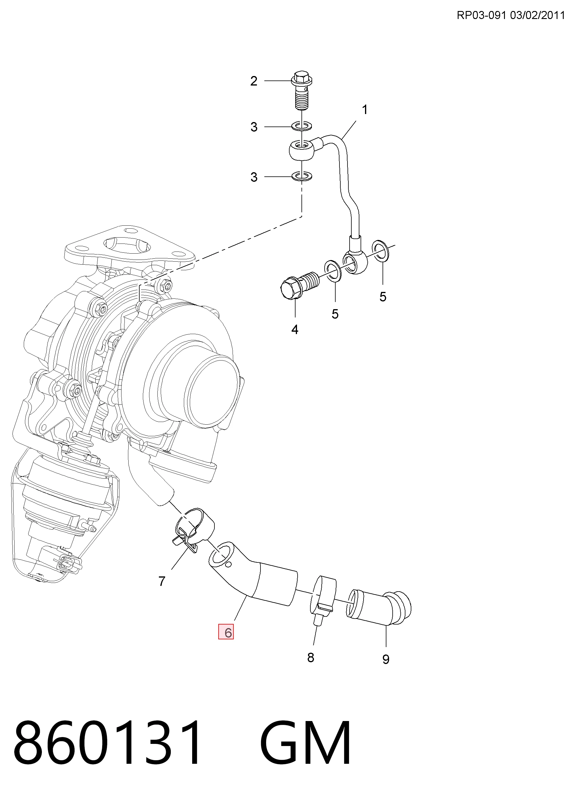 98089394 Peugeot/Citroen Трубка/шланг відводу масла від турбіни