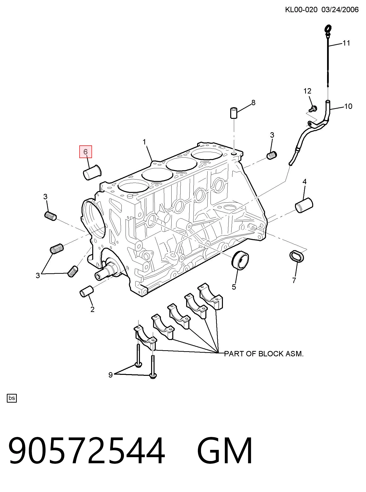 90572544 General Motors Штуцер блоку системи охолодження