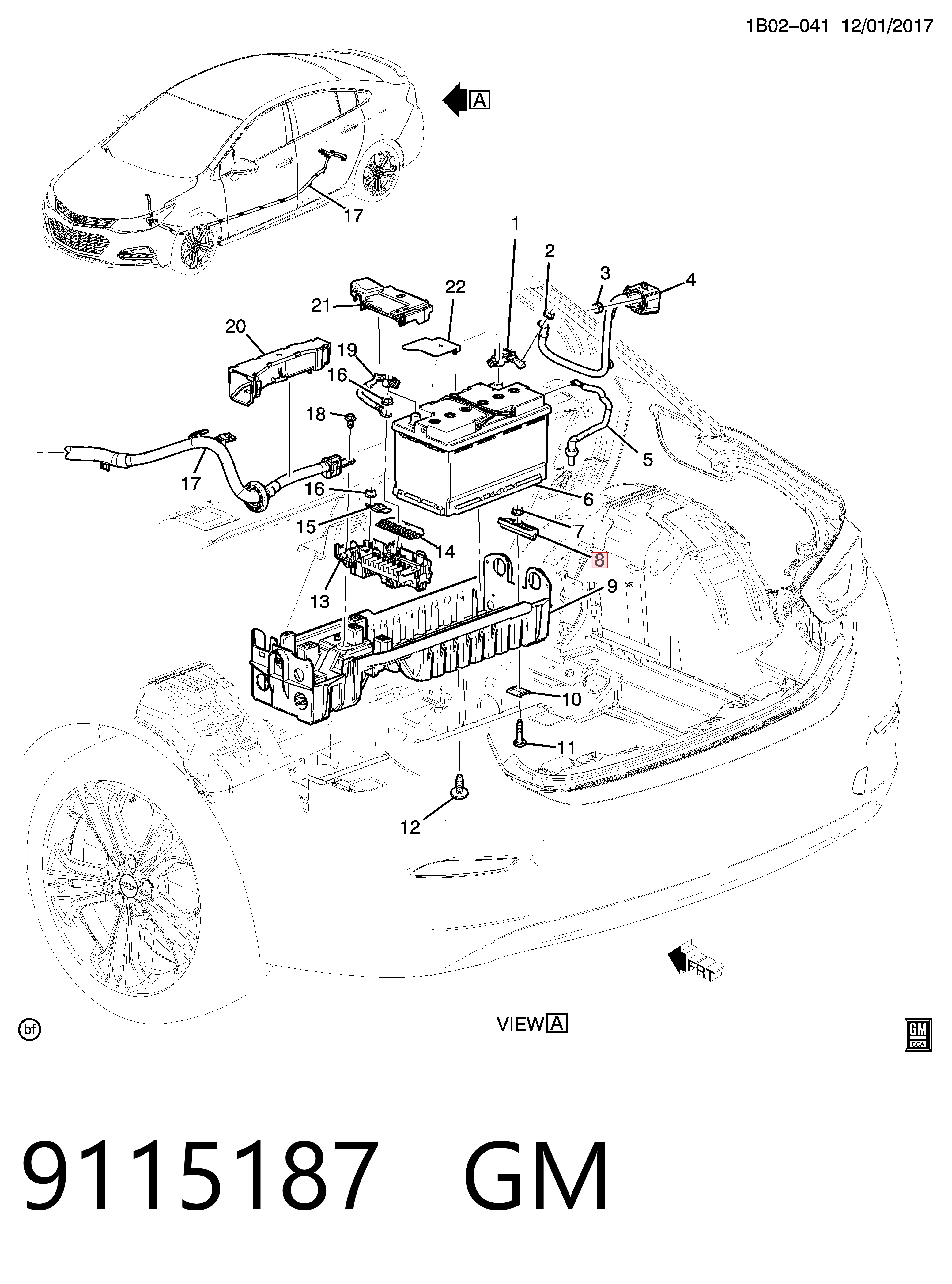 9115187 General Motors Кріплення / підставка акумулятора