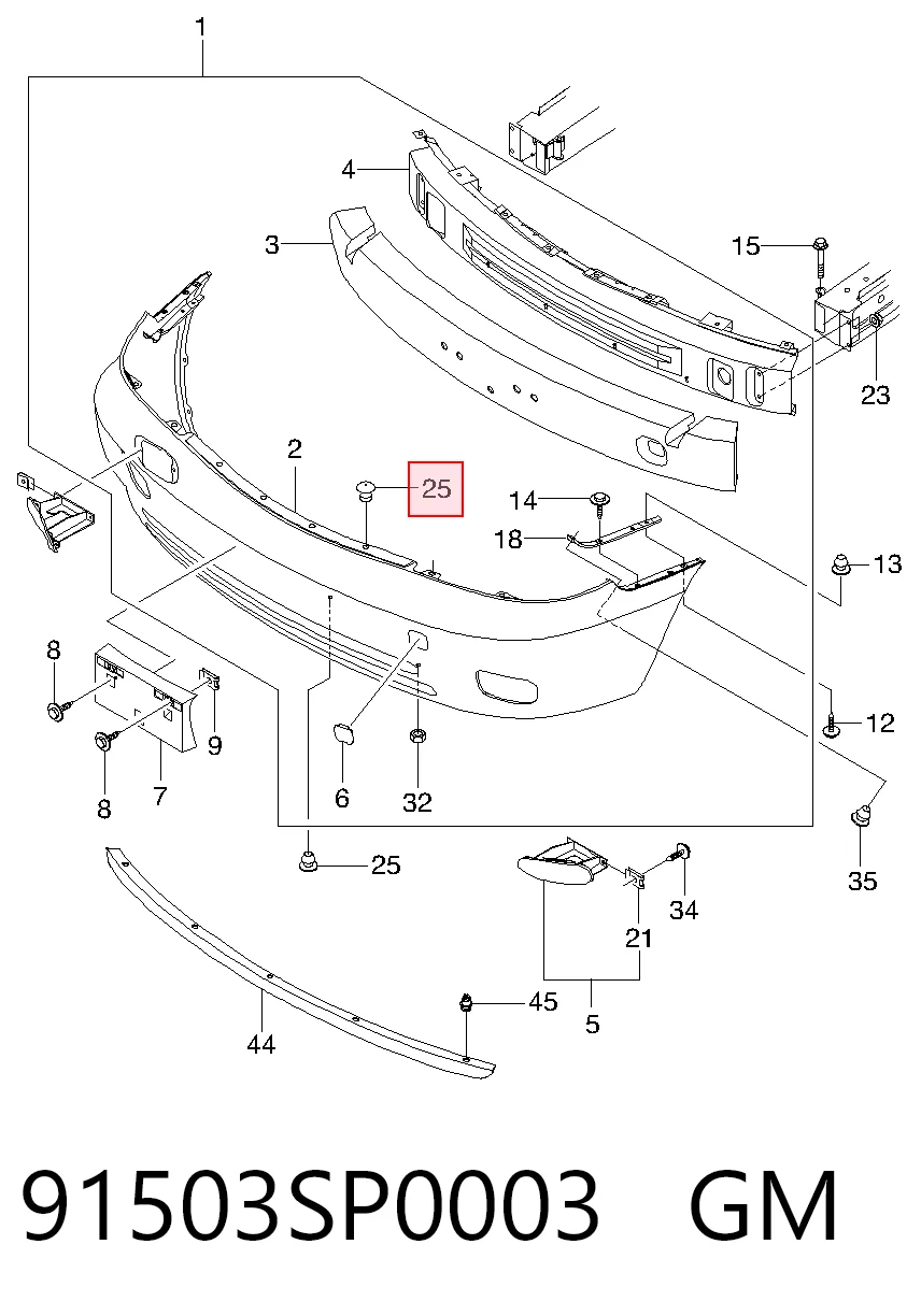 Купити 94530623 Opel Пістон (кліп) кріплення бампера, переднього