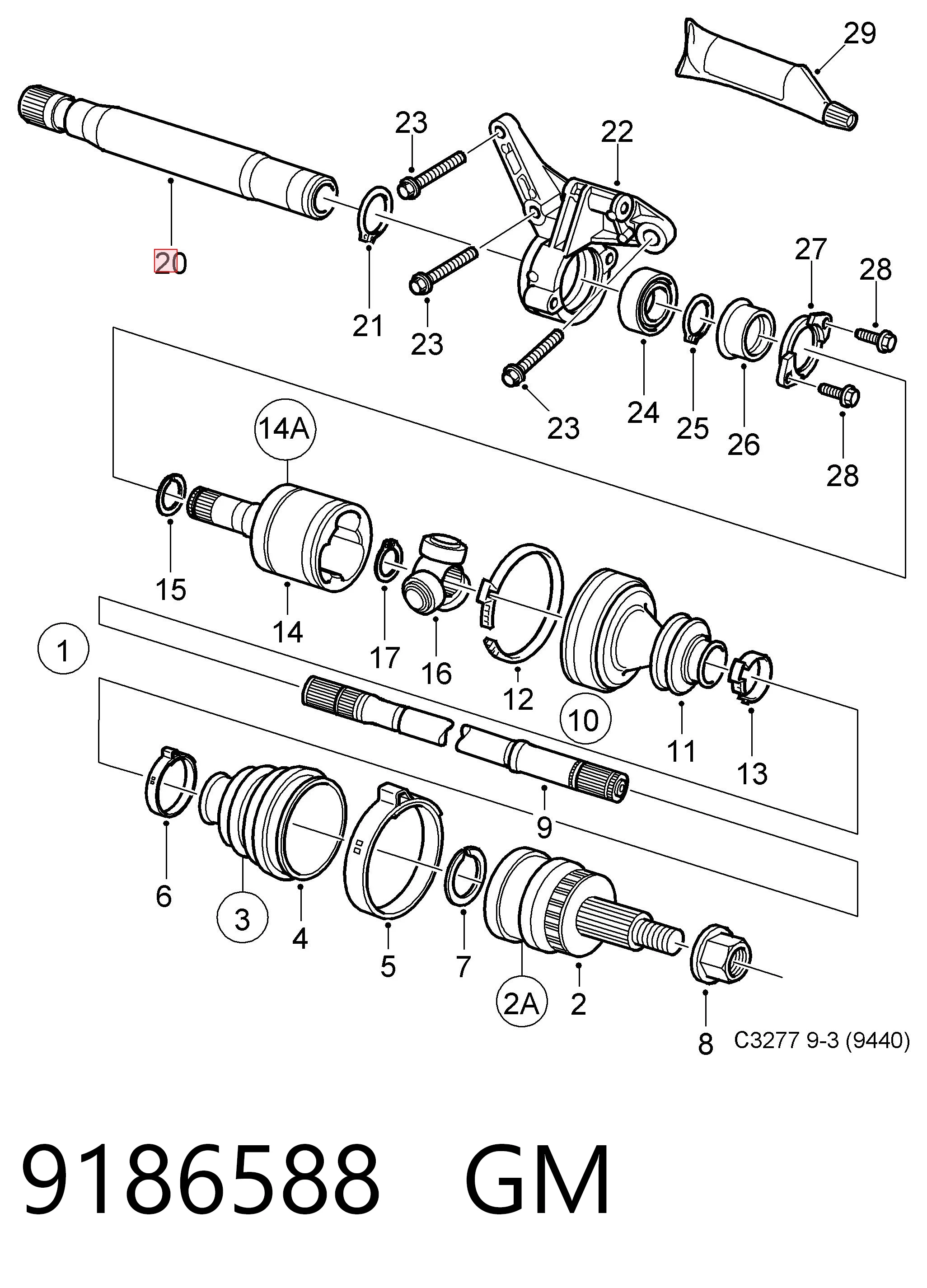 Вал приводу піввісь, проміжний Posterparts OA7229 ціна, від 88.52 USD