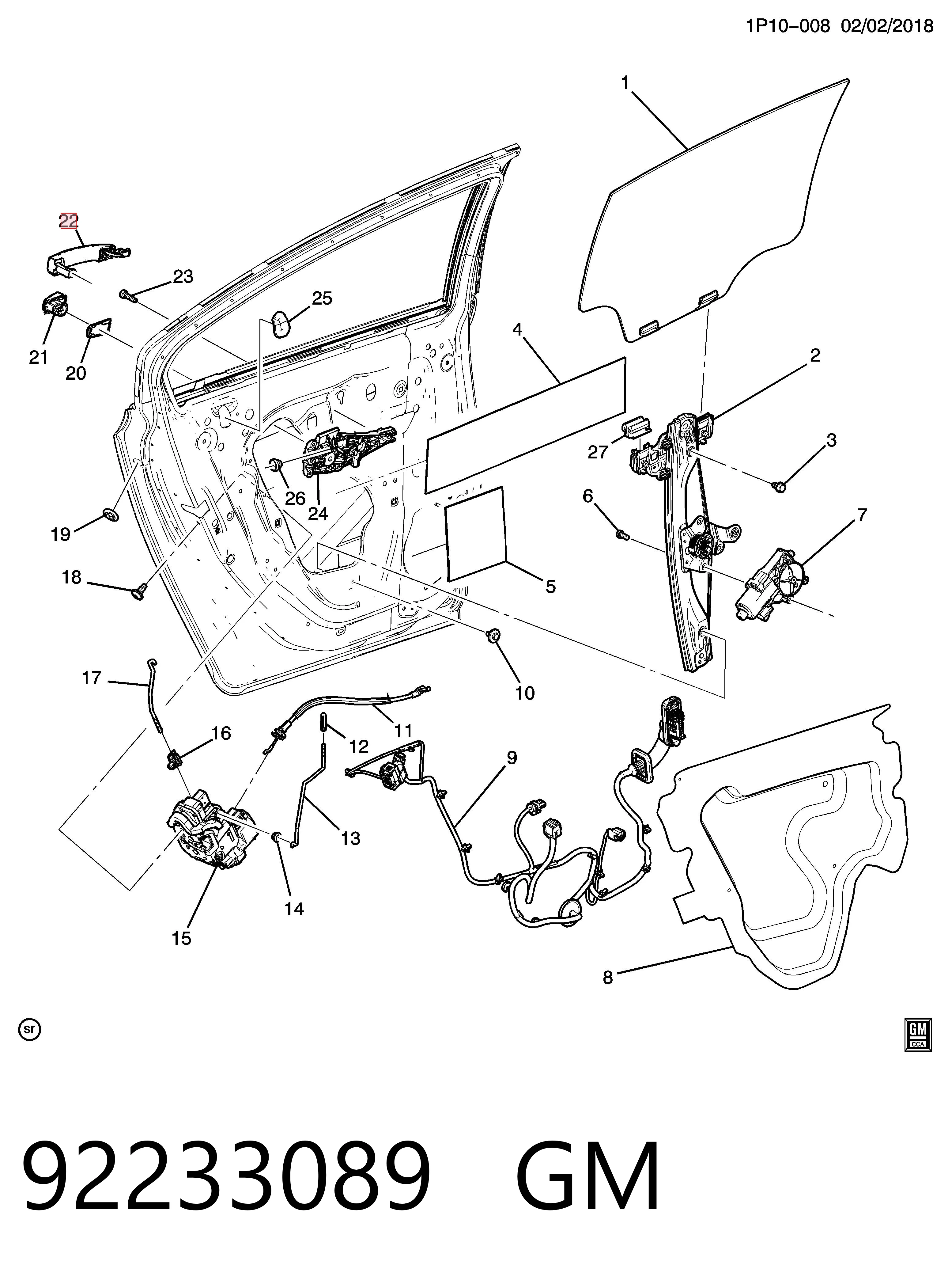92233089 General Motors Ручка передніх дверей, зовнішня