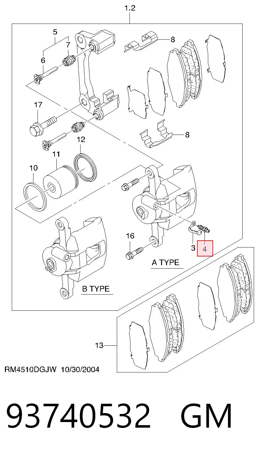 93740532 Peugeot/Citroen Штуцер прокачування супорту гальмівного, переднього