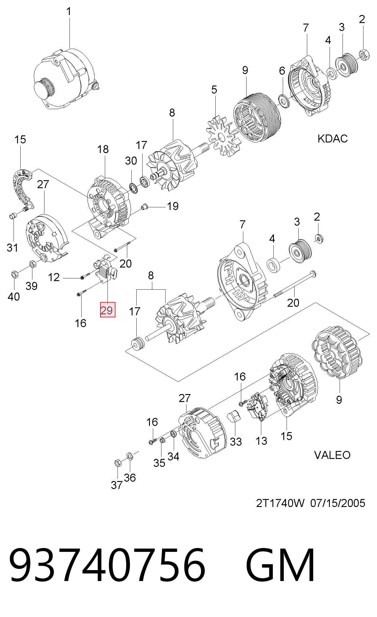 93740756 Opel Реле-регулятор (напруги)