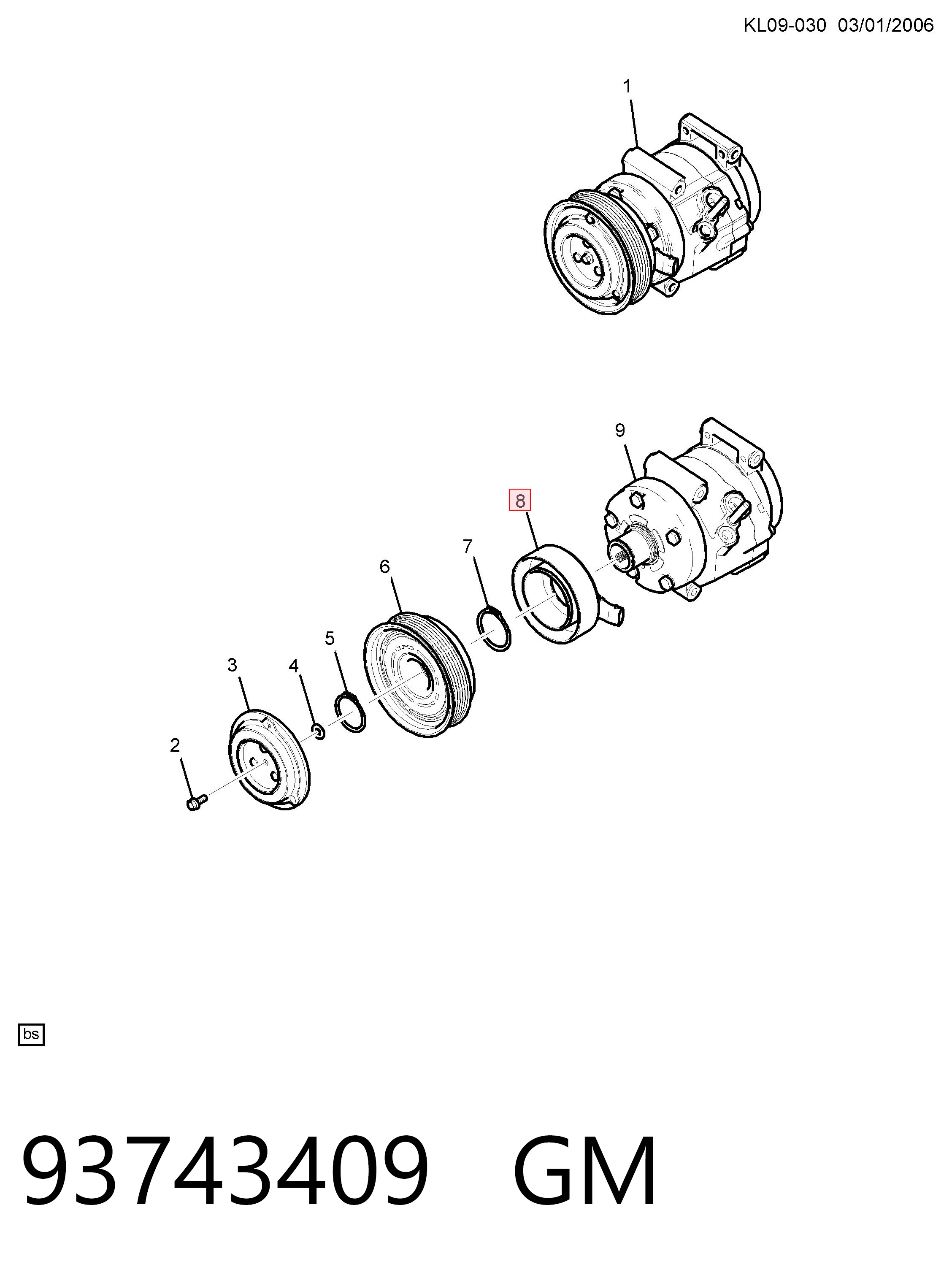 93743409 Peugeot/Citroen Привід компресора системи опалення