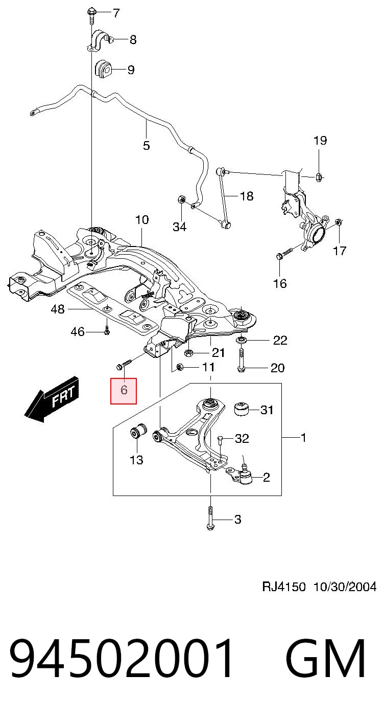 94501768 Peugeot/Citroen Болт переднього важеля, нижнього