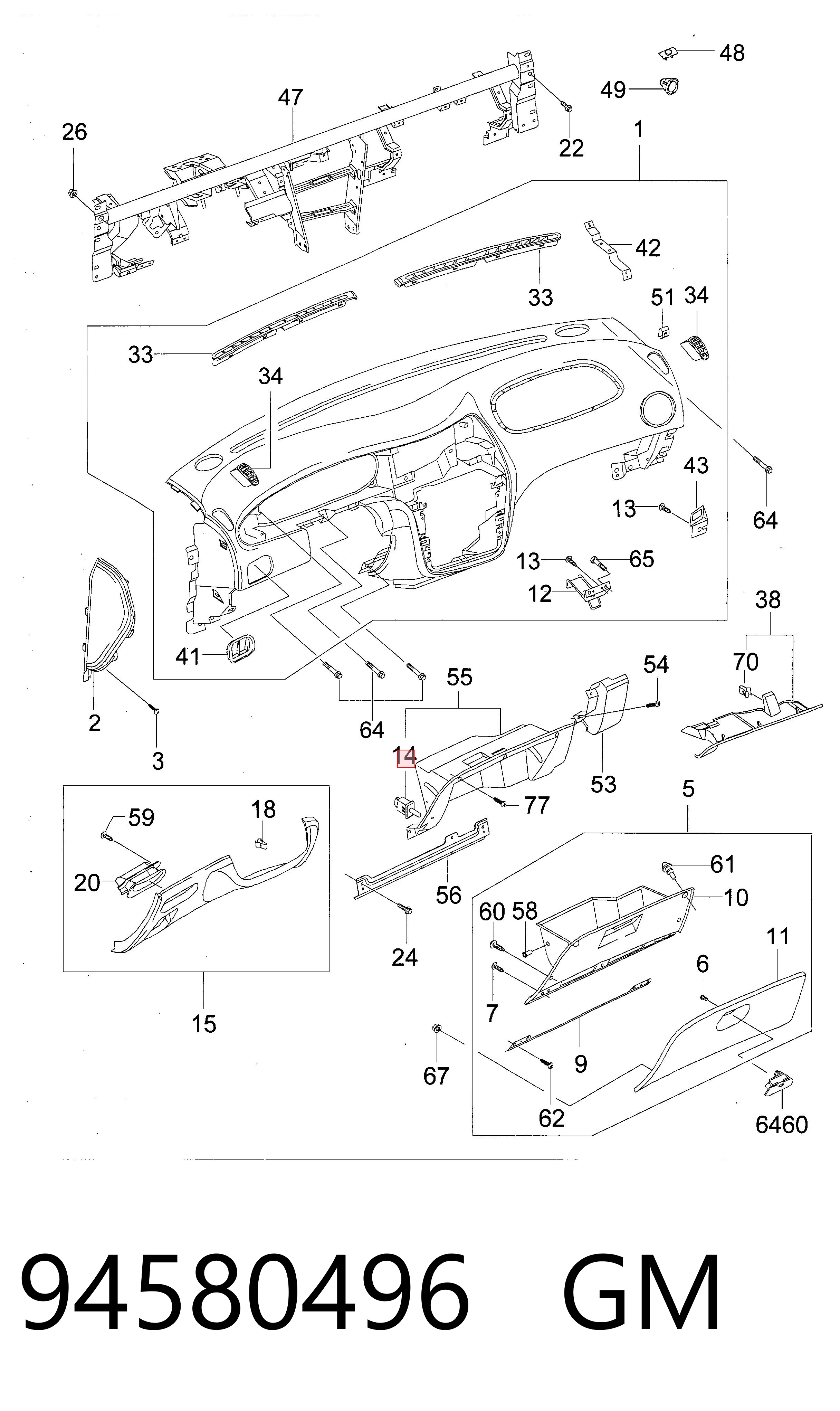 94580496 General Motors Кінцевик лампочки підсвічування бардачка