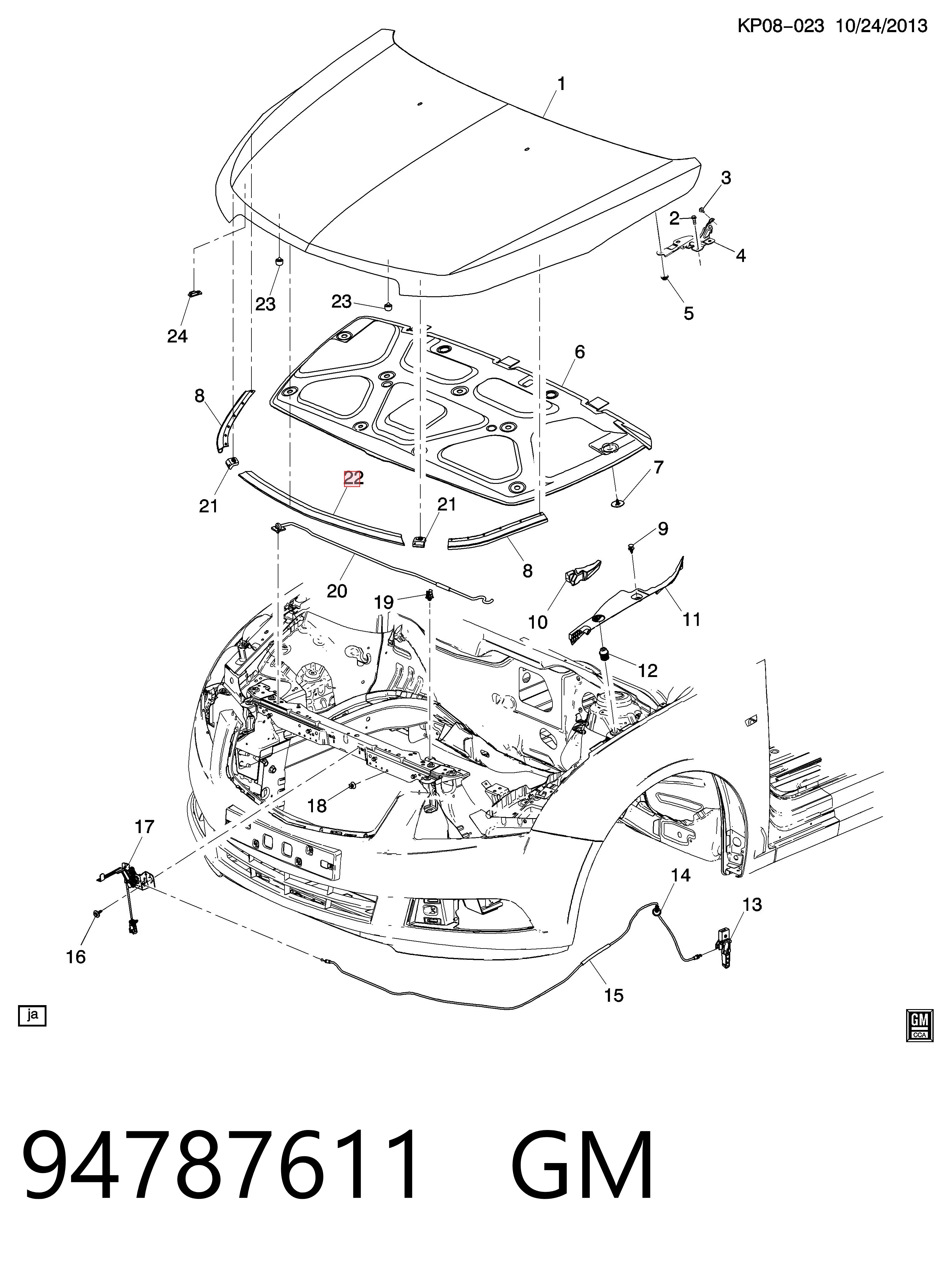 94787611 General Motors Гумка ущільнювача під капот