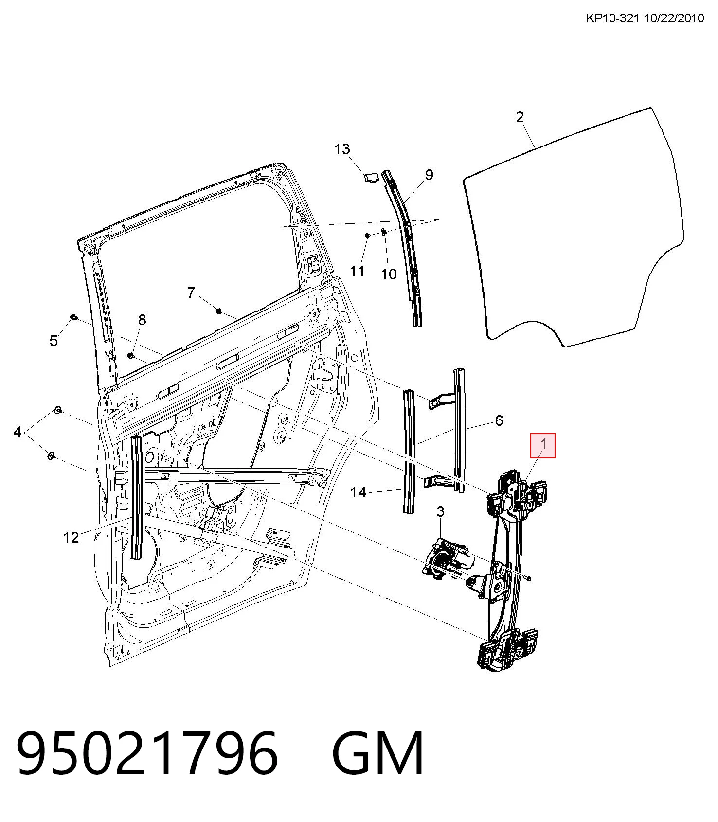 95021796 General Motors Механізм стеклопод'емника двері задньої, лівої