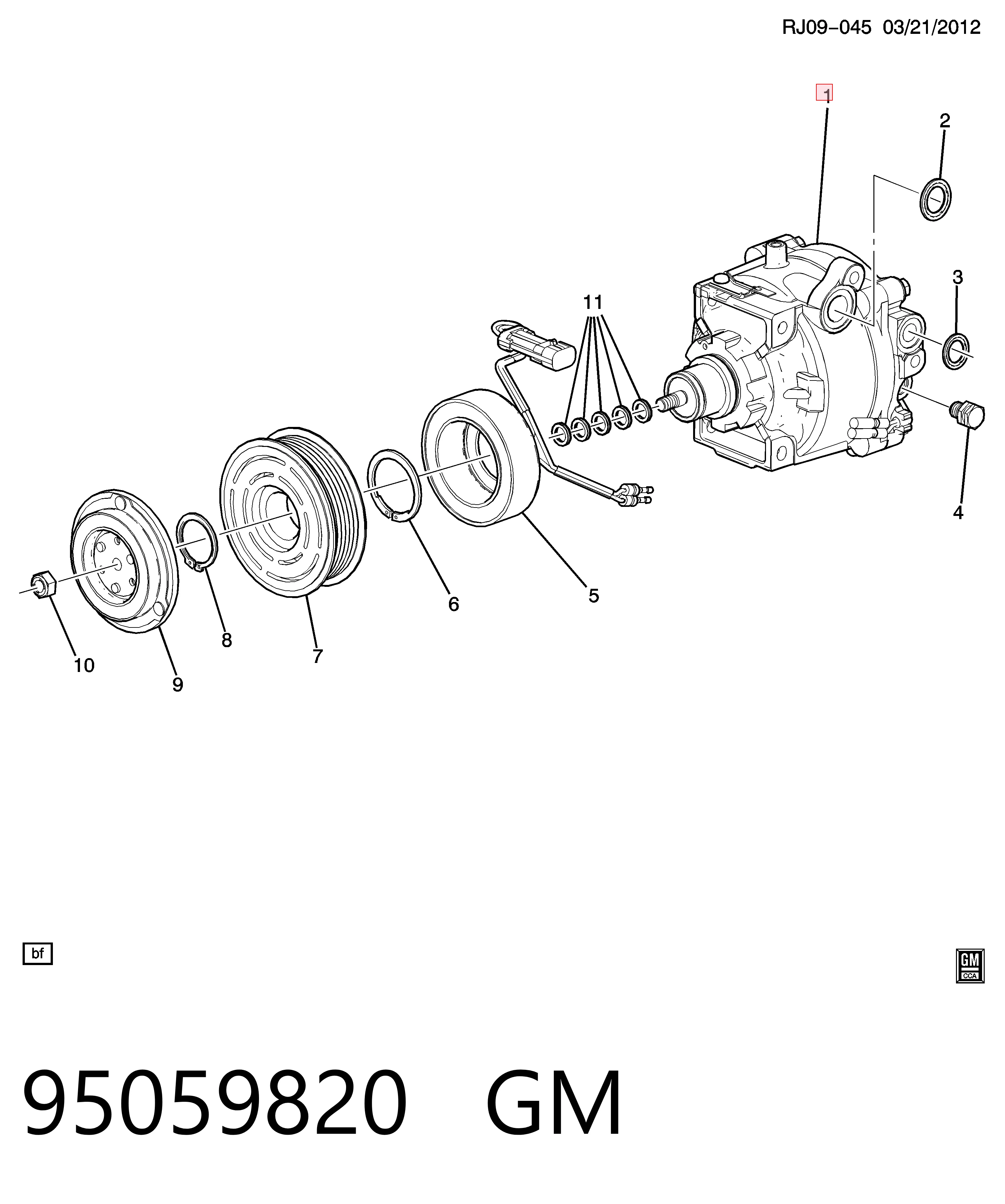 95059820 General Motors Компресор холодоагенту