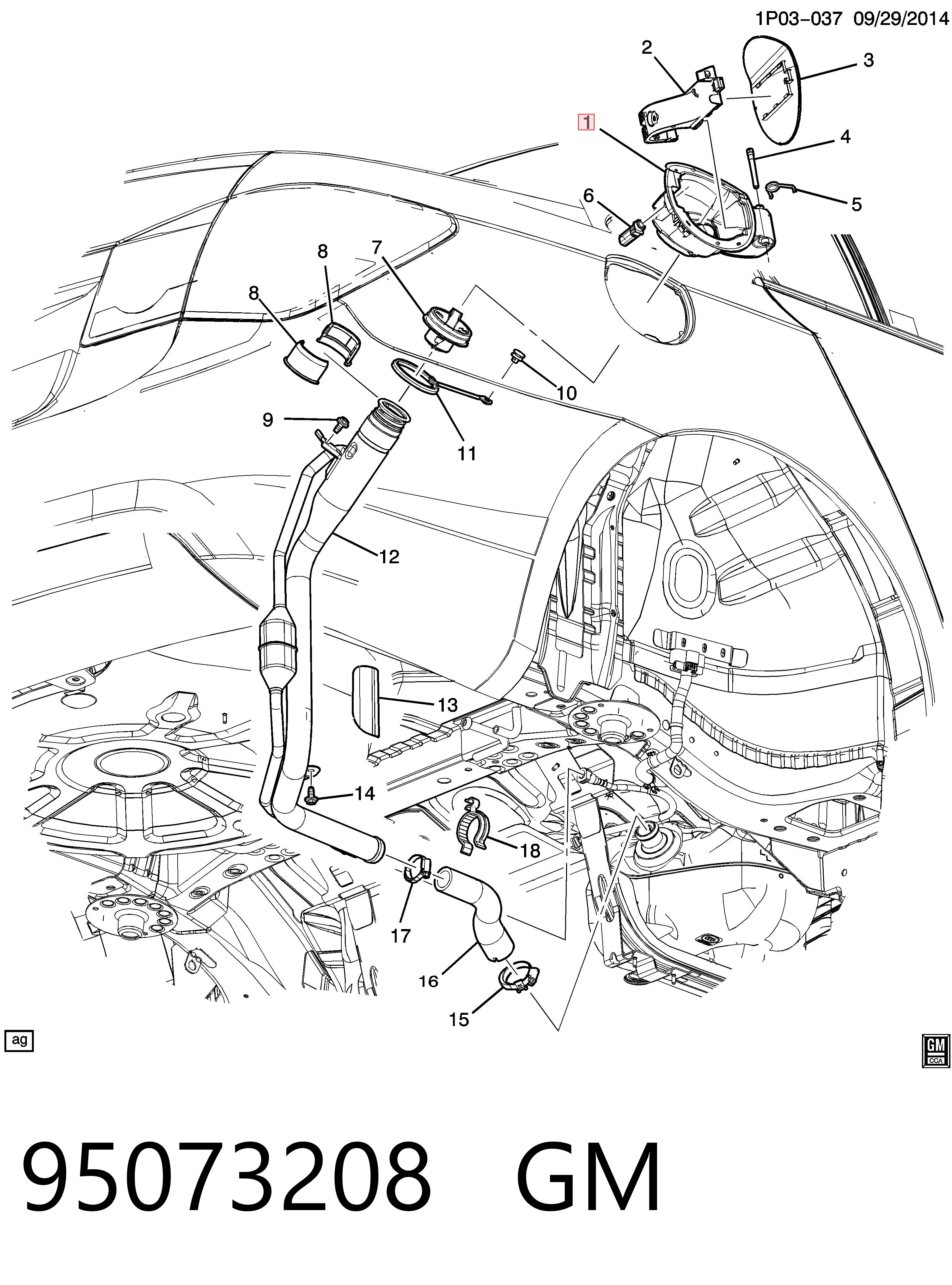 95073208 General Motors Горловина паливного бака