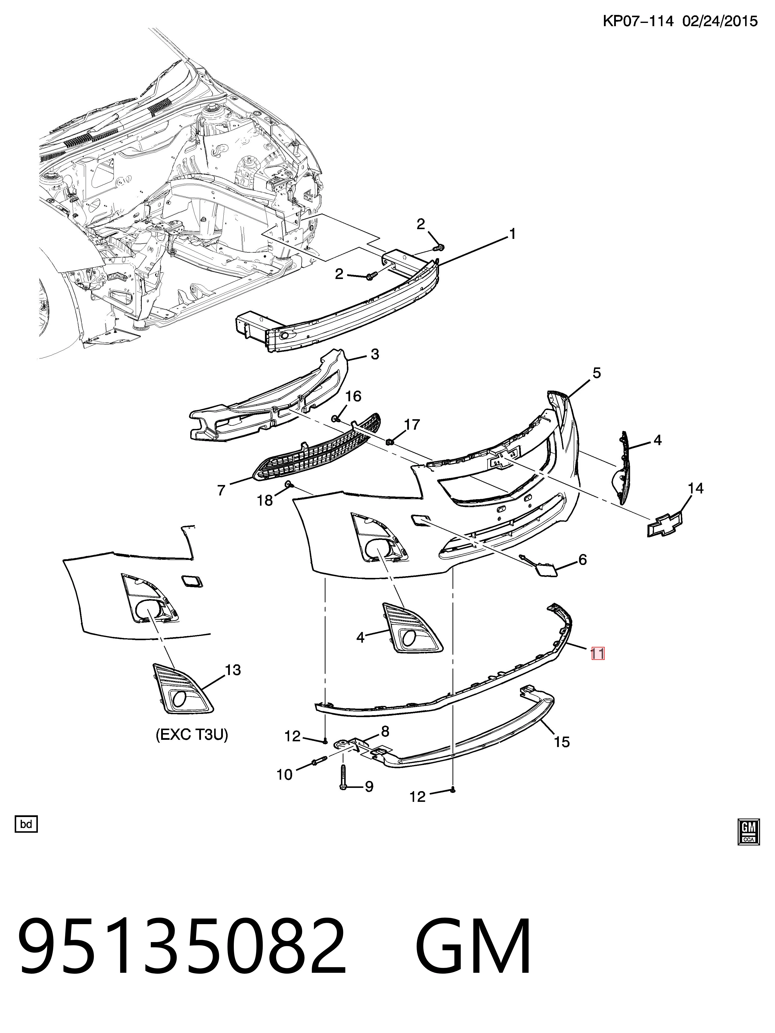 96832929 Opel Сплитер переднього бампера
