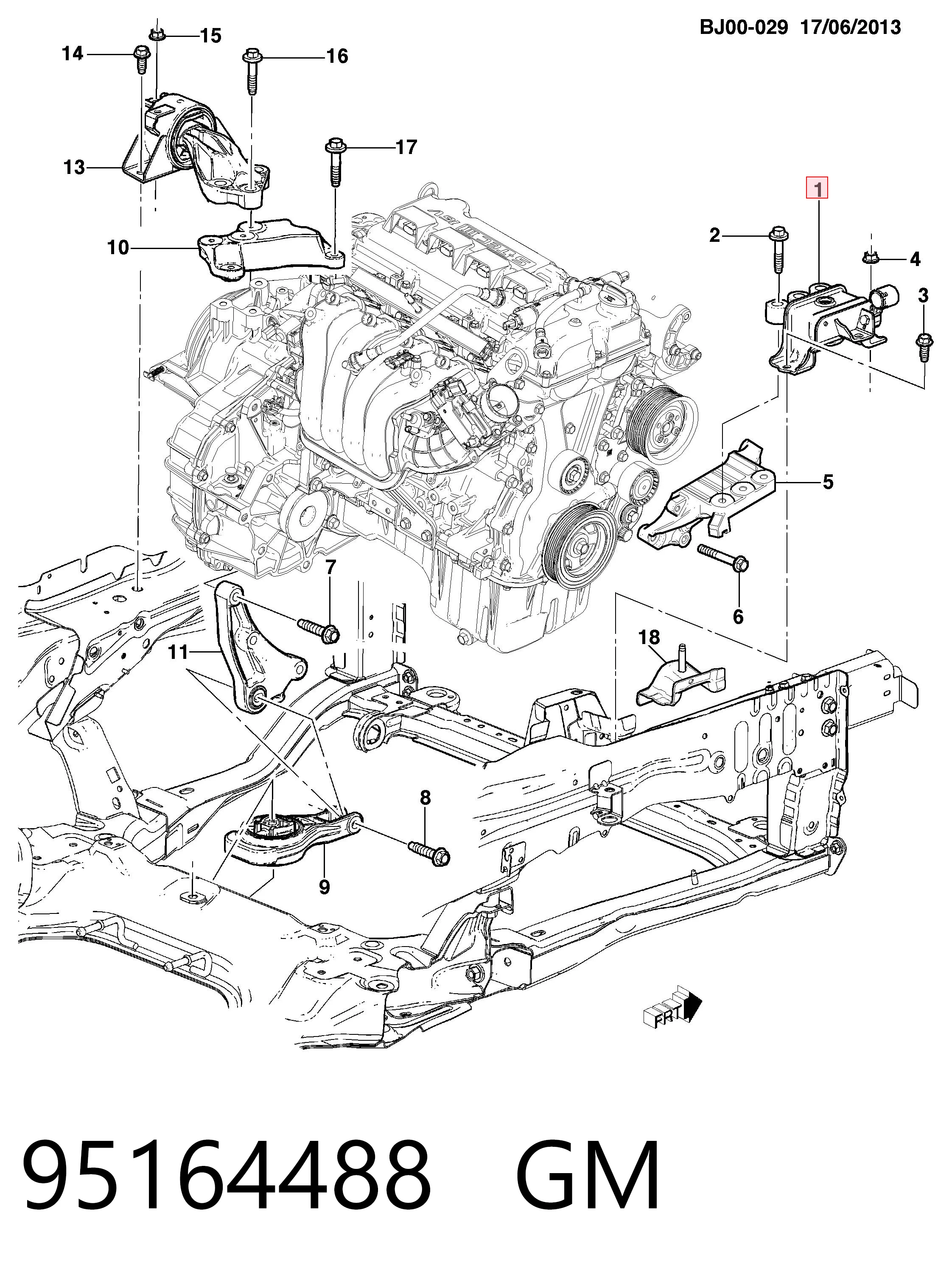 Купити 95405220 Opel Подушка (опора) двигуна, права верхня