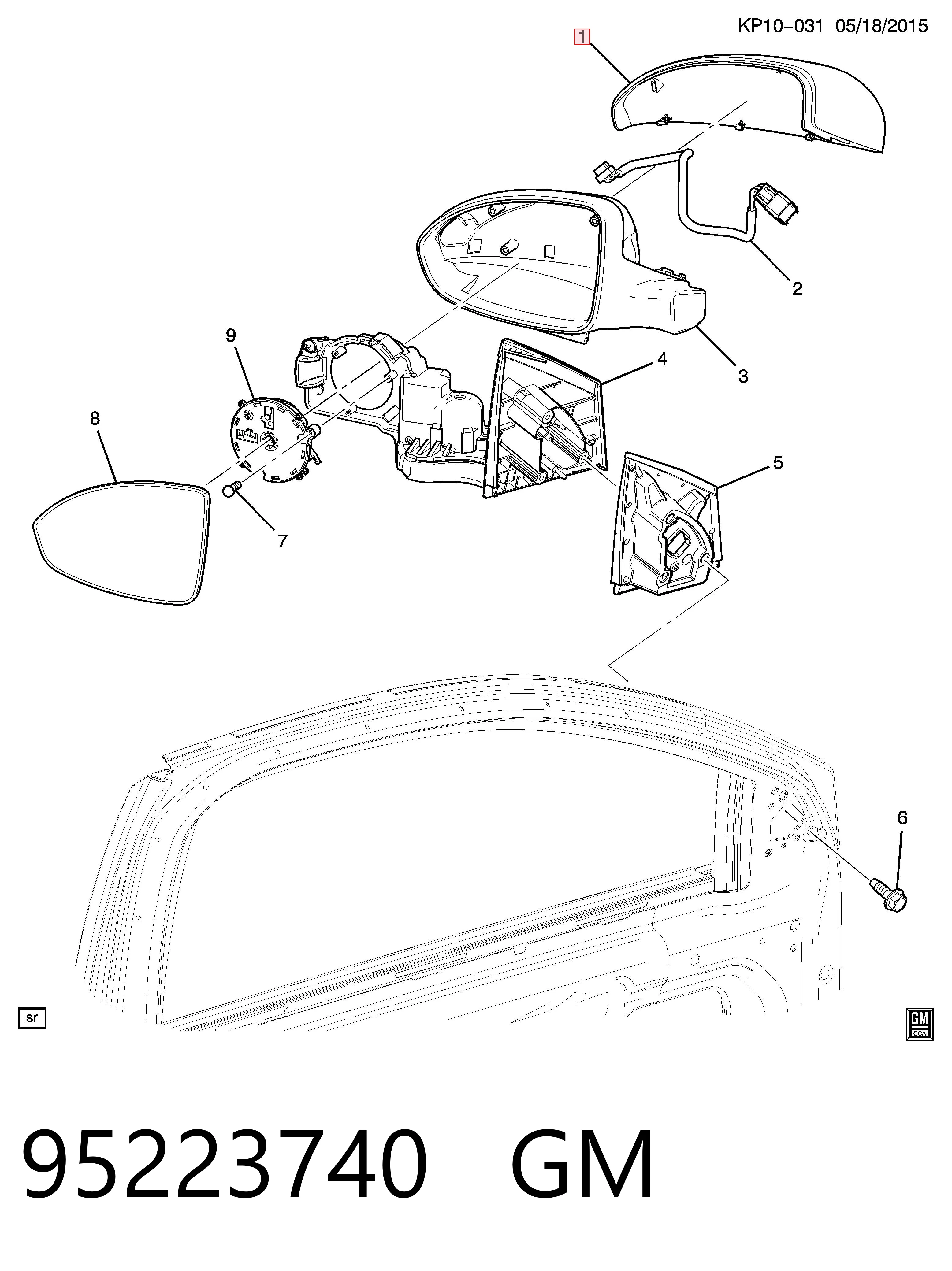 Купити 95223740 Opel Накладка/кришка дзеркала заднього виду, ліва