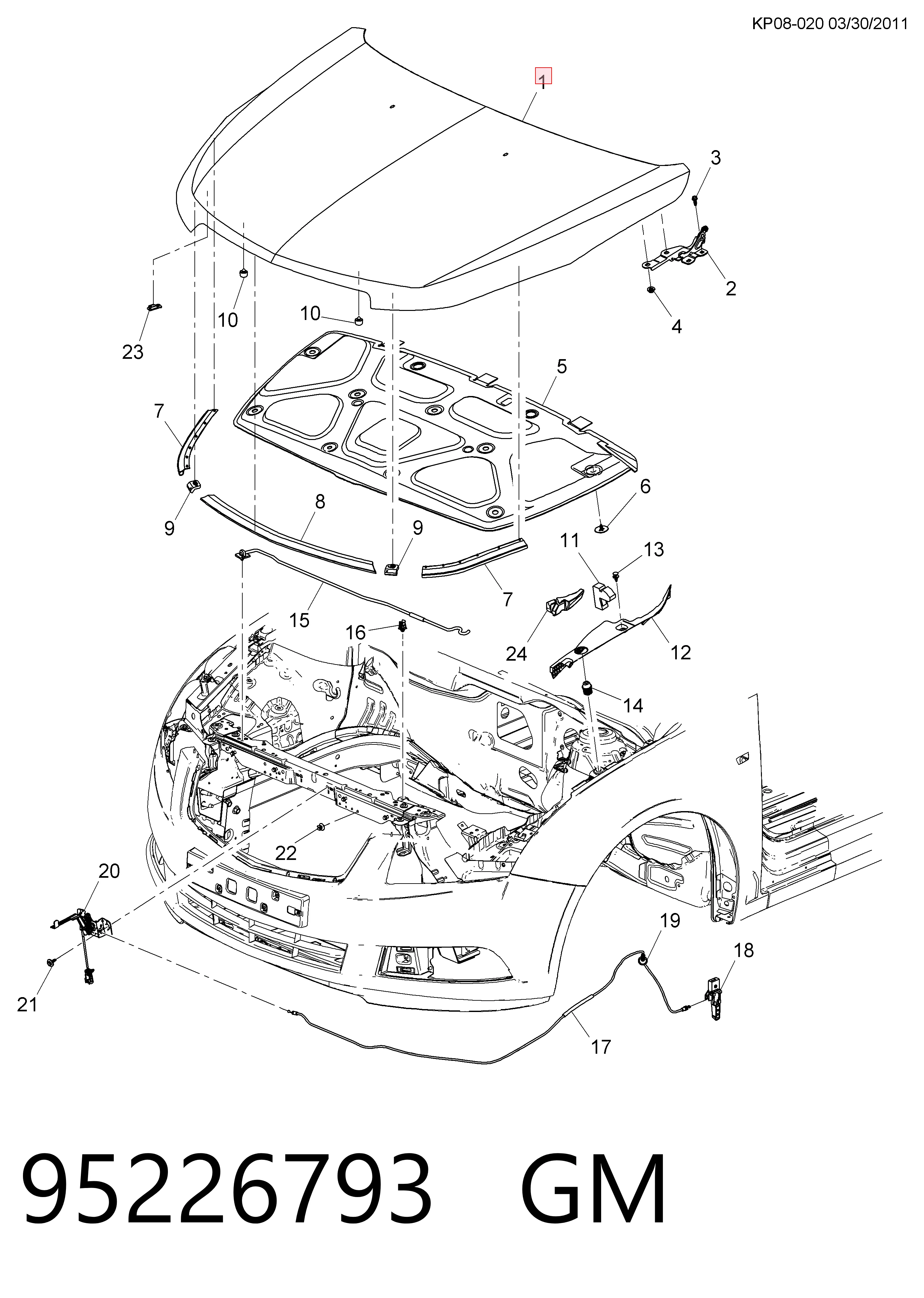 Купити 94537888 Opel Капот