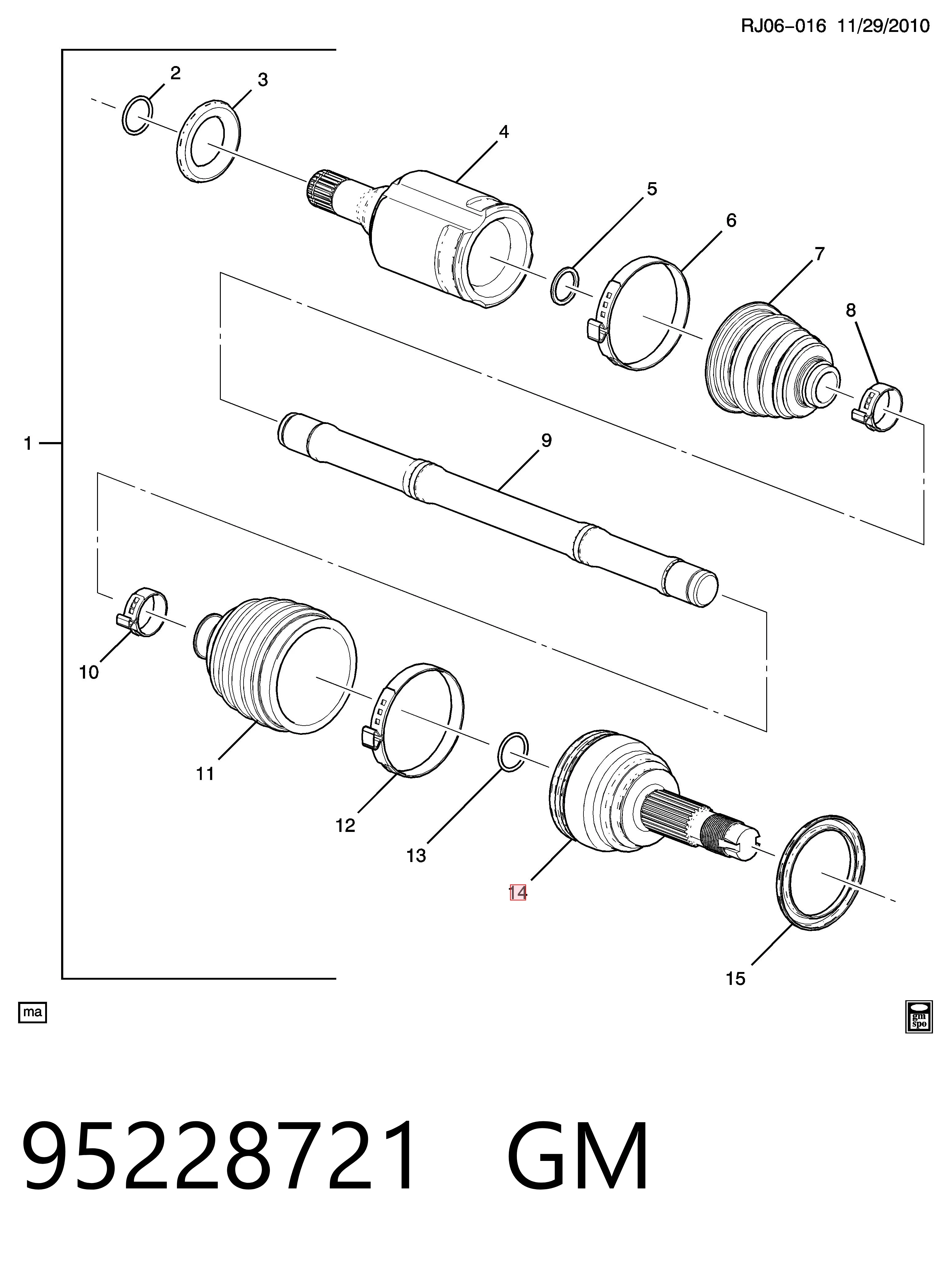 Граната колісна Opel 95228721 ціна, від 35.97 USD
