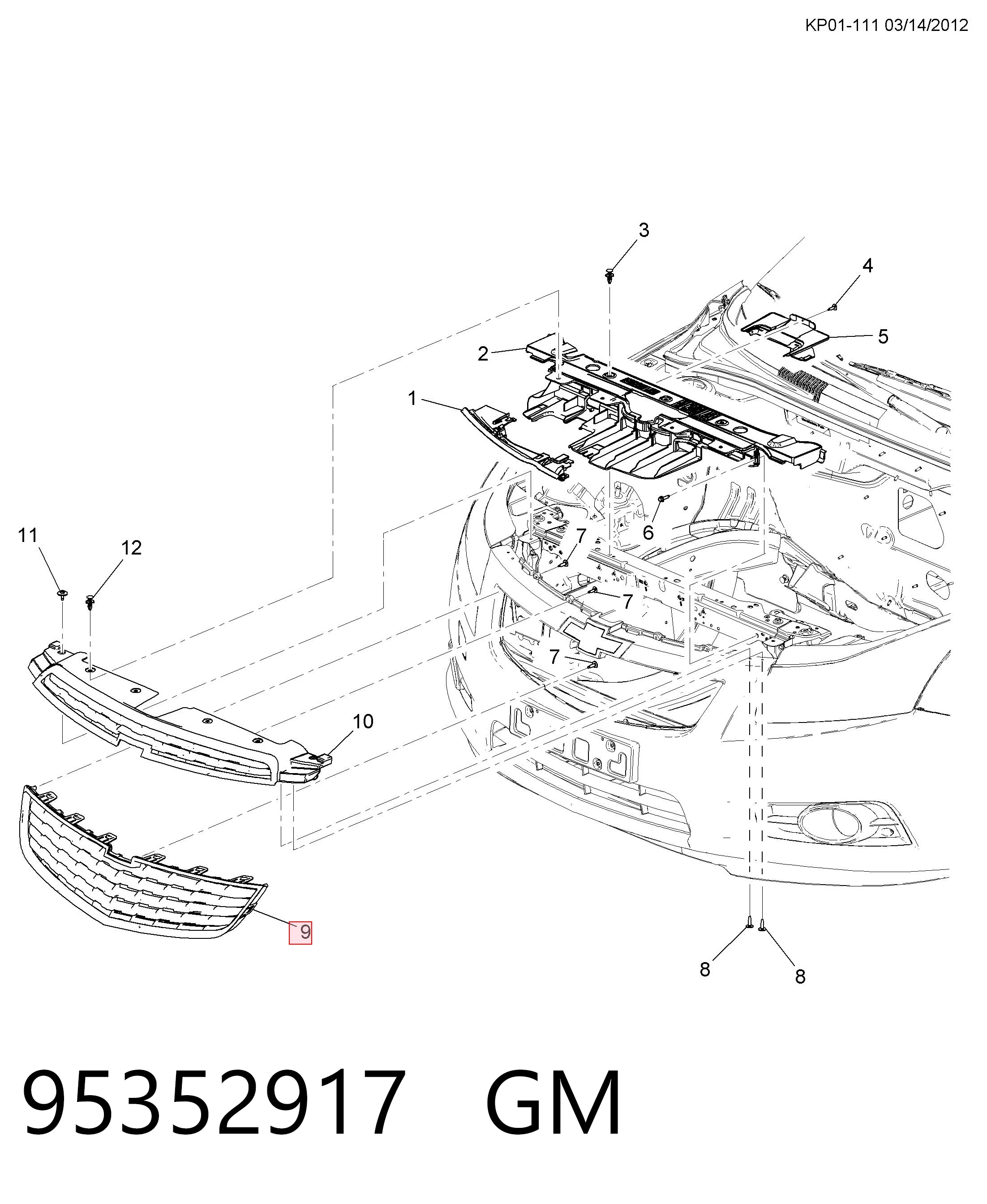 95352917 Opel Решітка радіатора