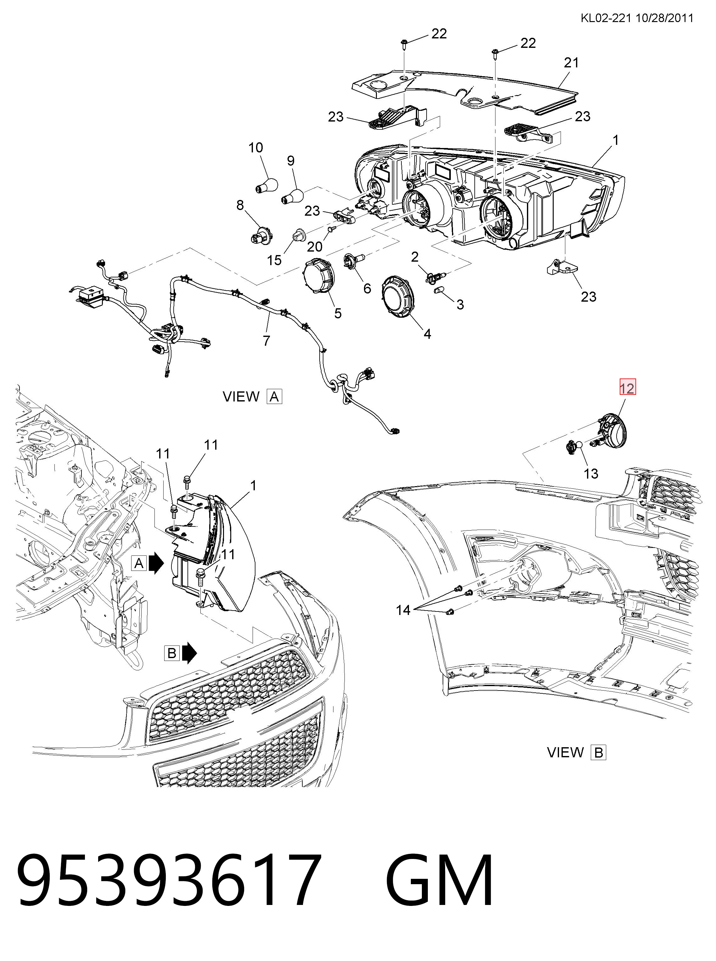 Фара протитуманна, ліва/права 95393617 Opel