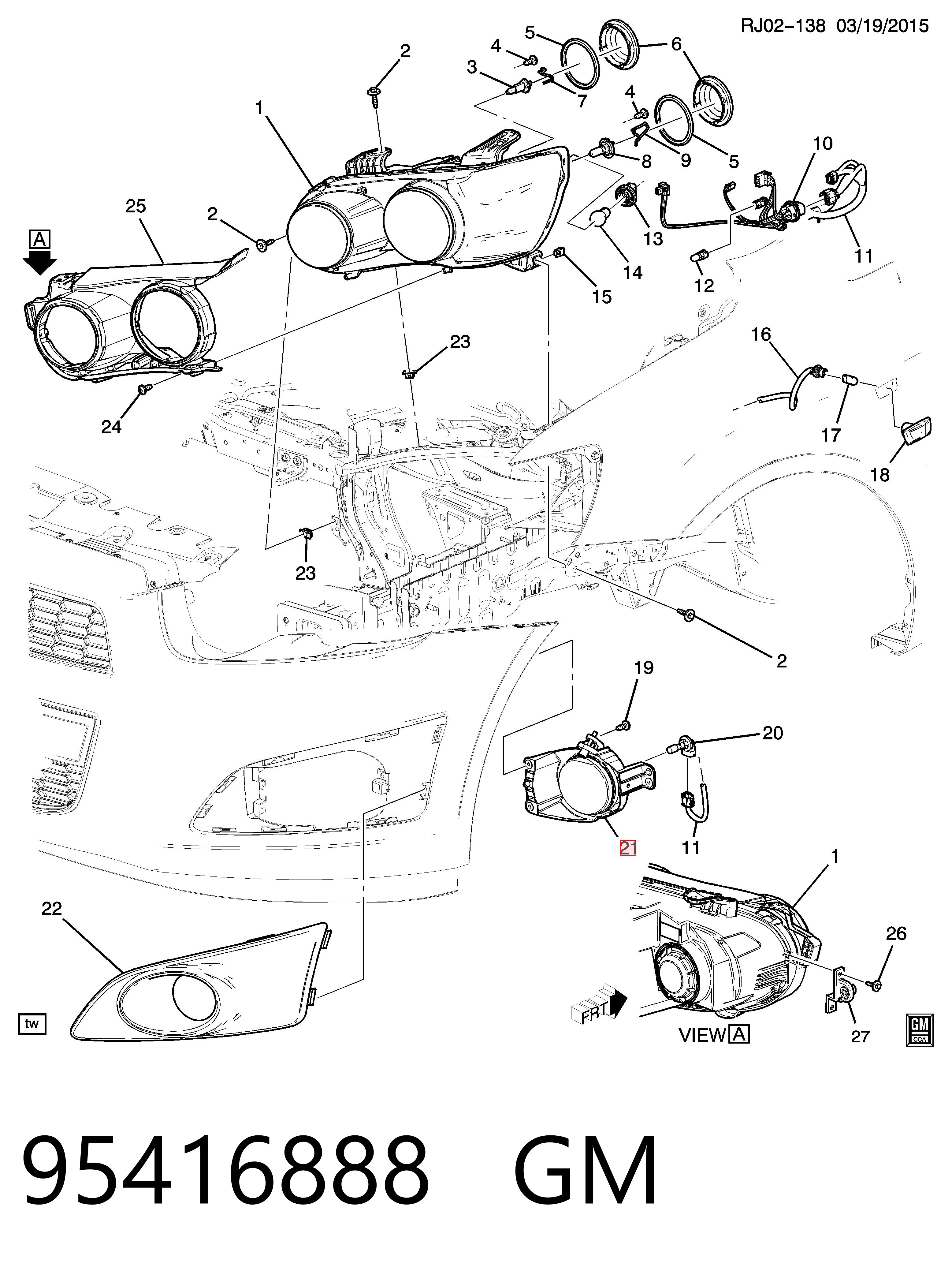 95416888 Peugeot/Citroen Фара протитуманна, права